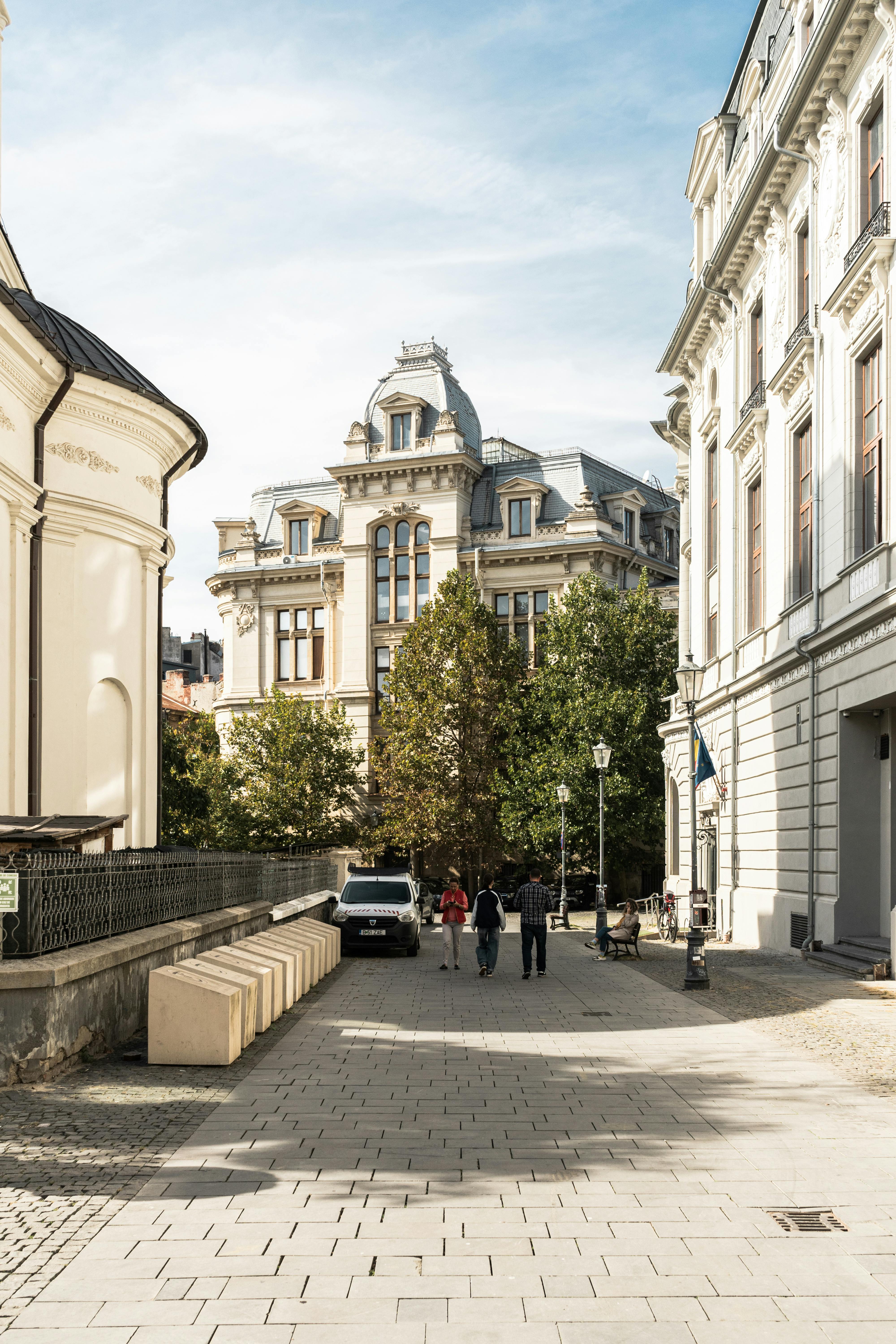 charming street scene in bucharest romania