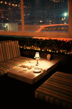 Warm, inviting table setting in a retro diner with vintage lighting in Fort Lauderdale.