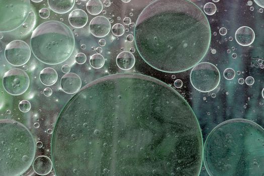 Abstract Macro Oil Bubbles on Water Surface