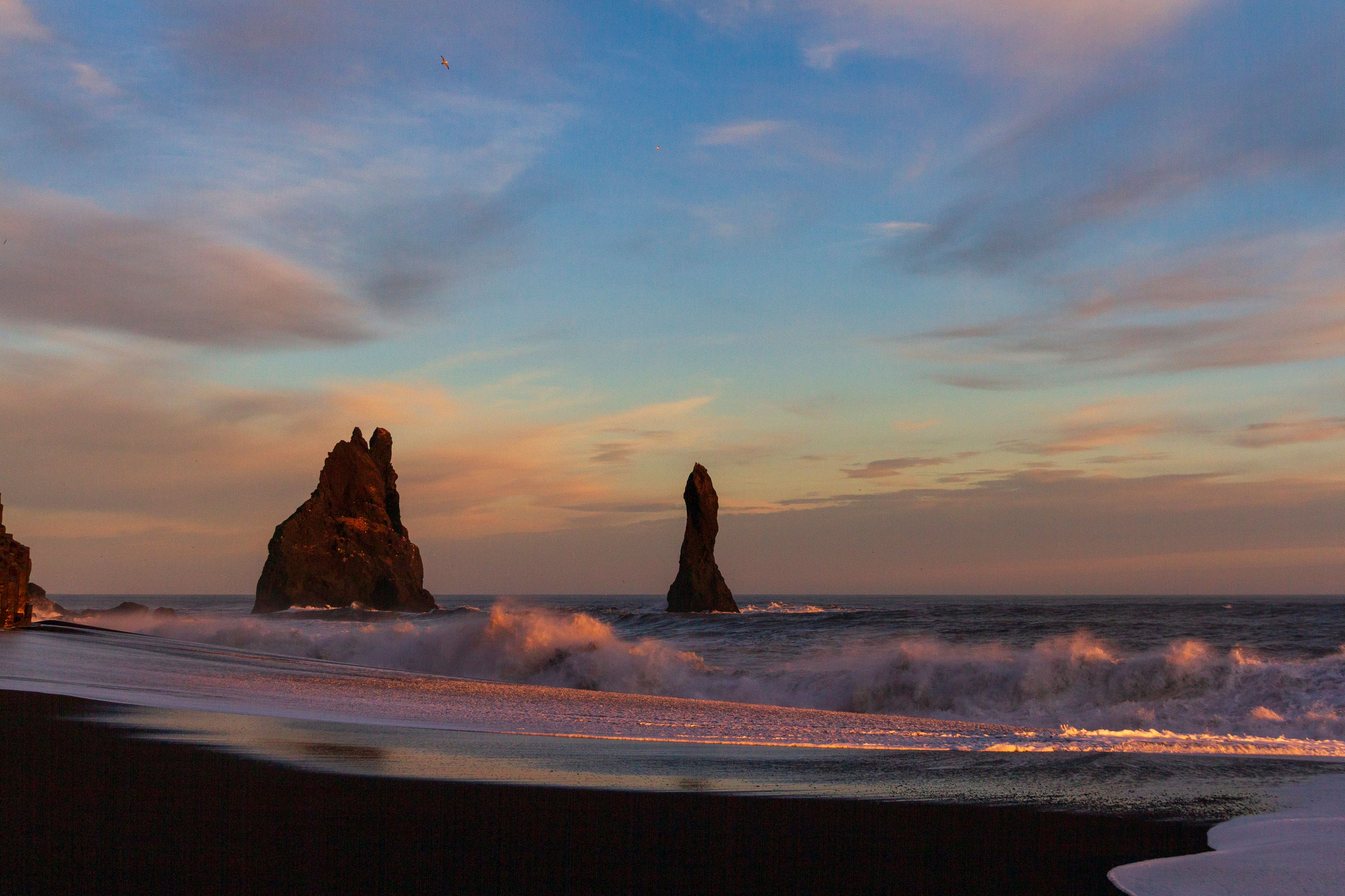 Scenic Reynisdrangar Sea Stacks at Sunrise · Free Stock Photo