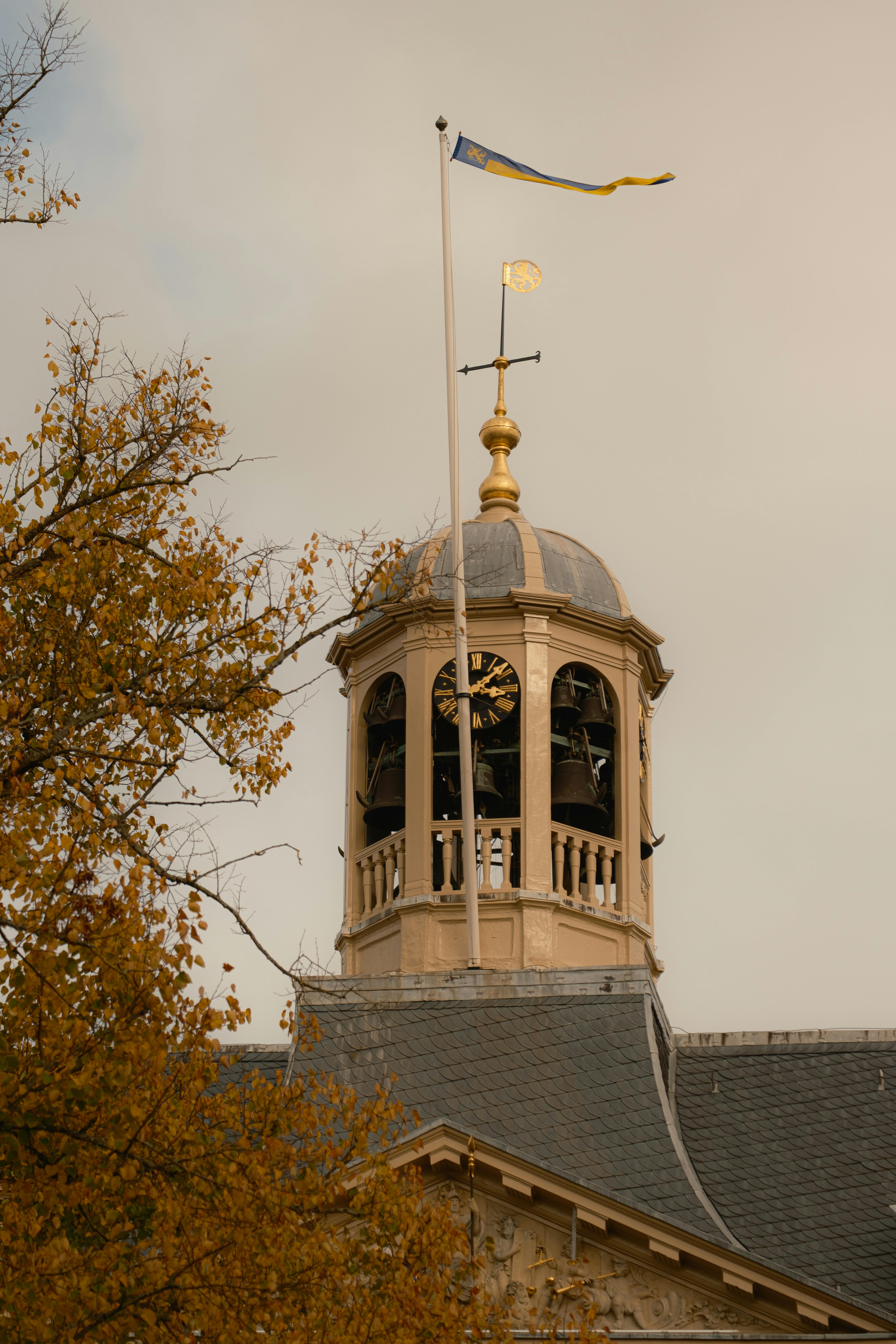 historic bell tower in leeuwarden at sunset