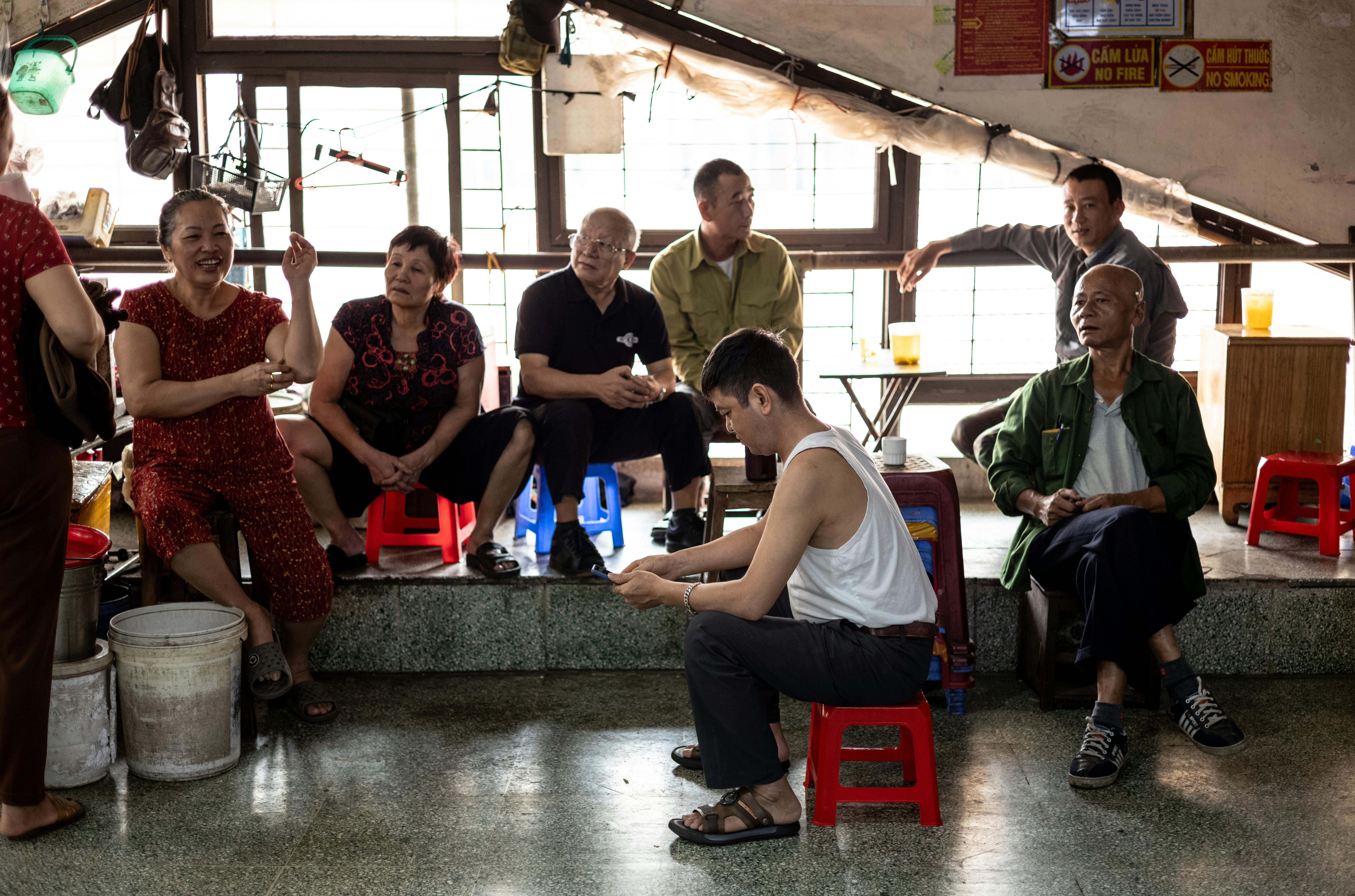 candid gathering in a traditional indoor setting