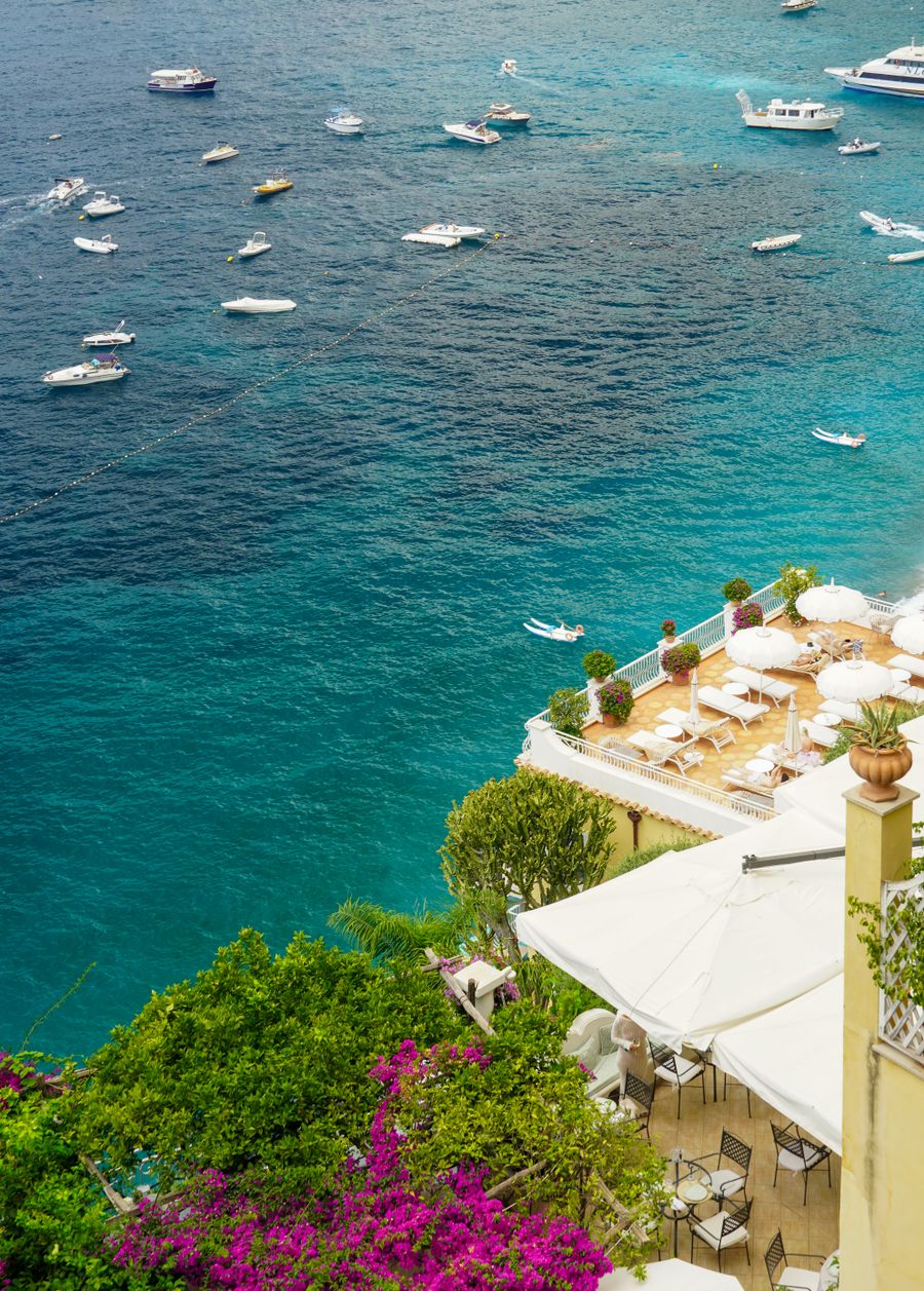 Positano coastline with yachts