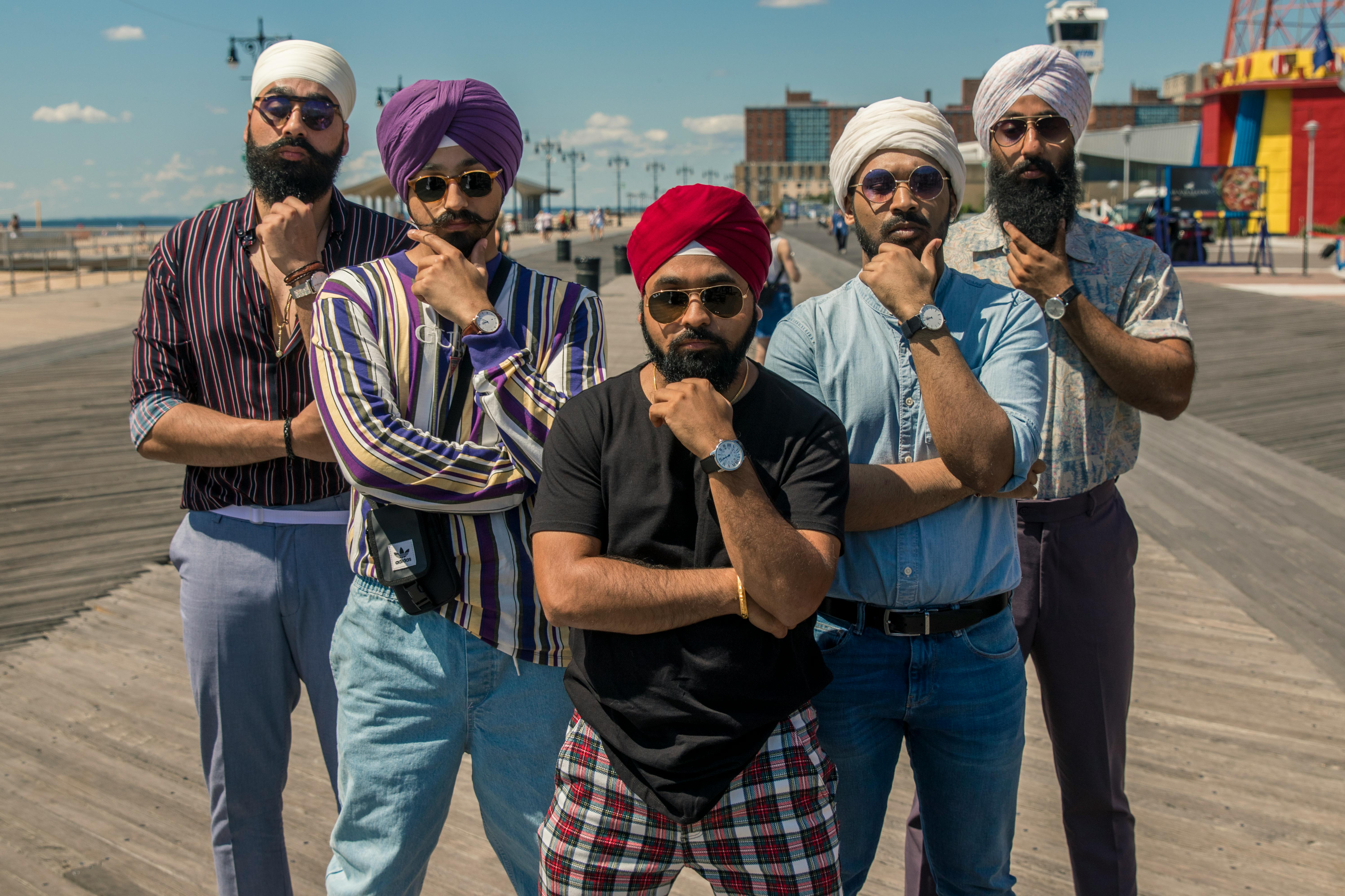 Indian Men in Turbans Posing with Their Hands on the Chin · Free Stock ...