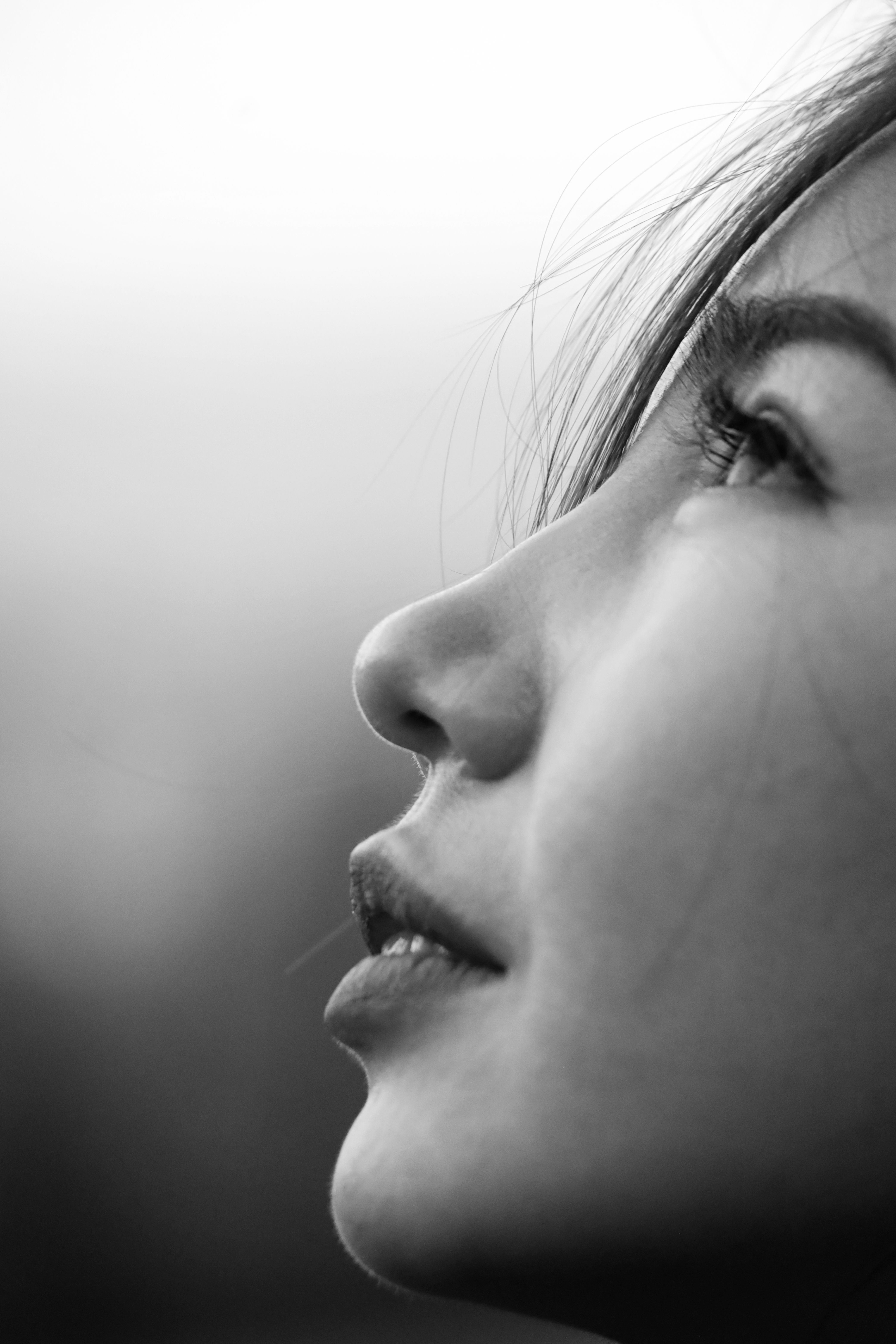 Black and White Portrait of a Thoughtful Woman · Free Stock Photo