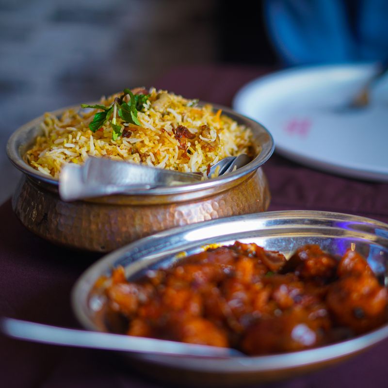 Prawn Biryani with Coconut and Fried Onions