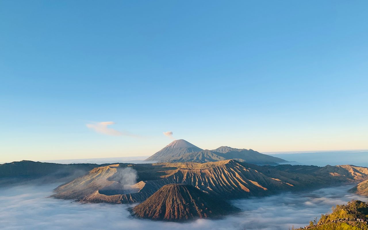 Mount Bromo volcano at sunrise, East Java