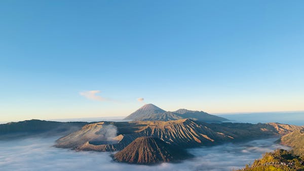 Stunning sunrise over Mount Bromo volcano in Indonesia