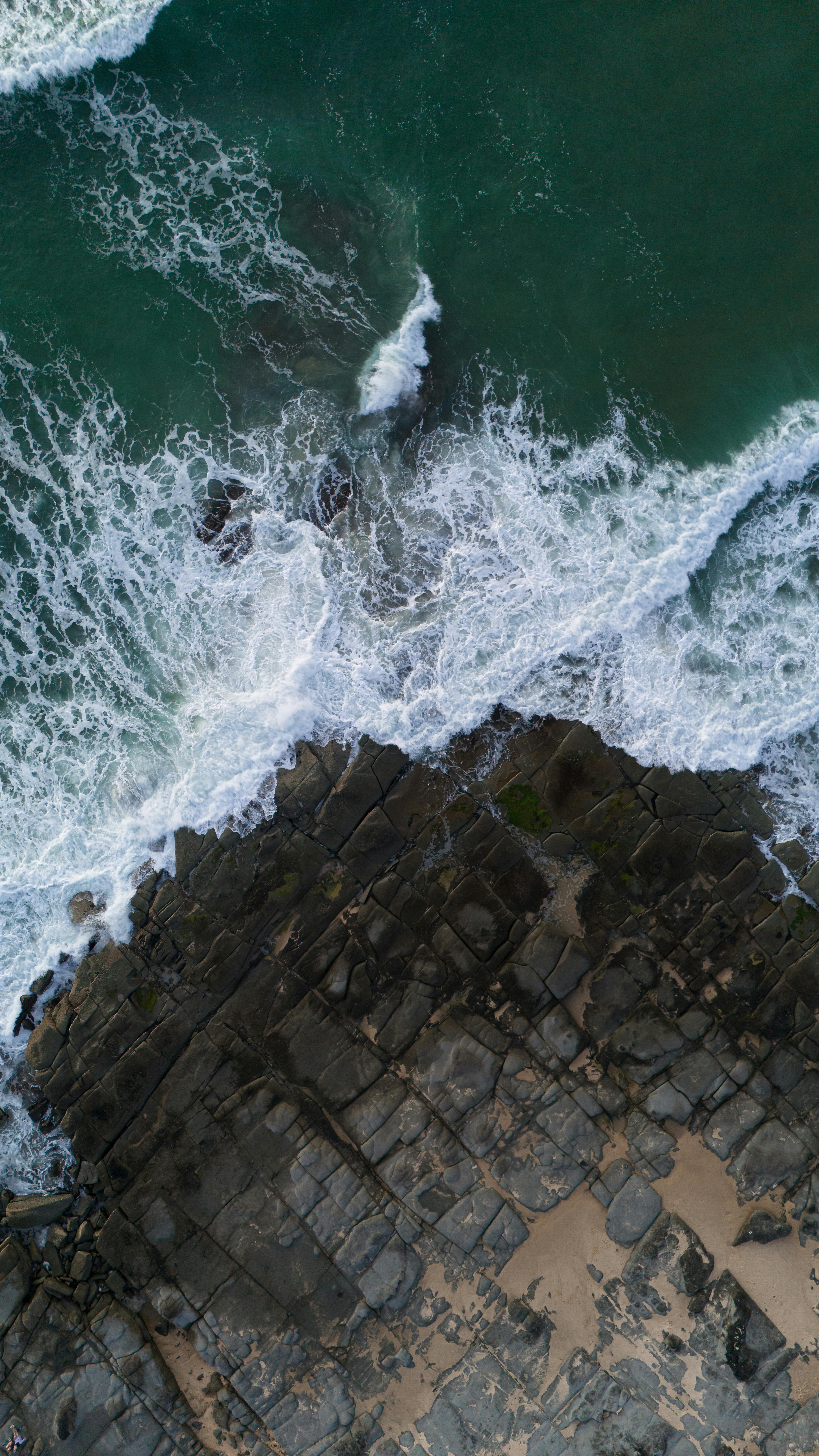 aerial view of rocky coastline in mooloolaba