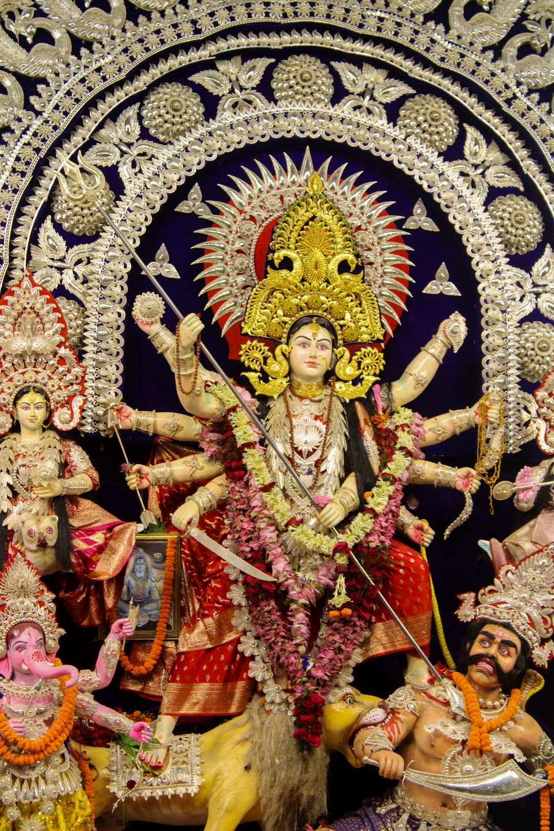 Vibrant Durga Puja festival decoration