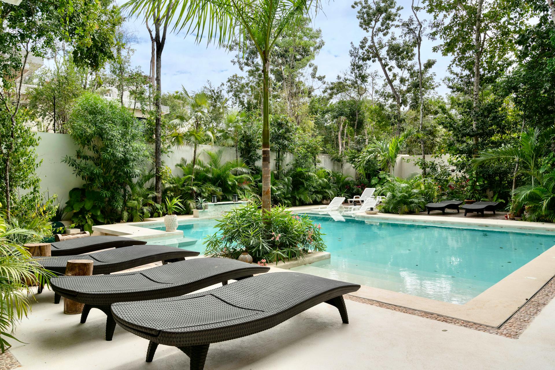 Relaxing Poolside Oasis with Tropical Ambiance