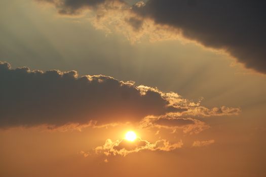 Beautiful sunset with dramatic clouds over Palmas, TO, Brazil. Captures the vibrant evening atmosphere.