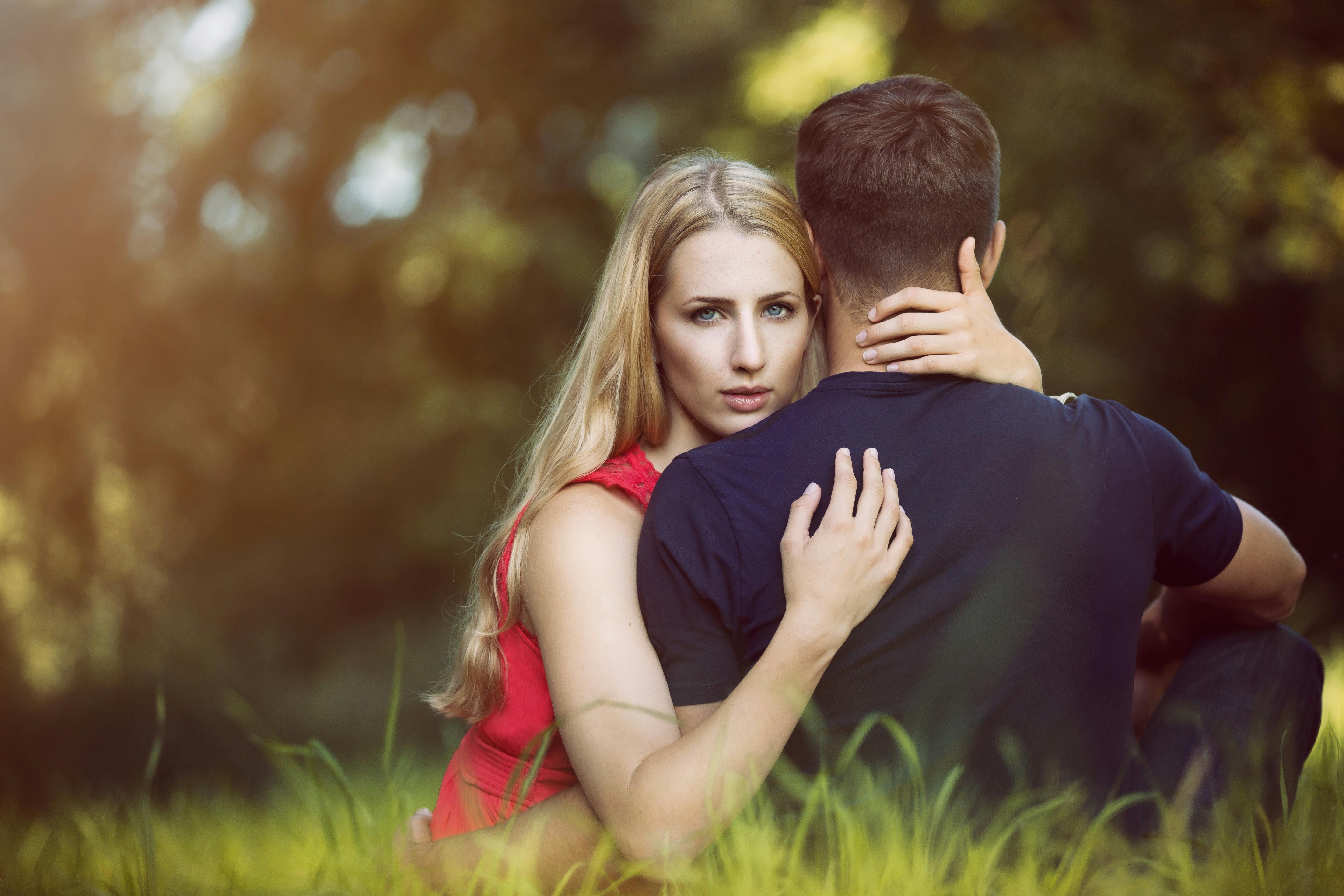 Woman Hugging On Man Free Stock Photo