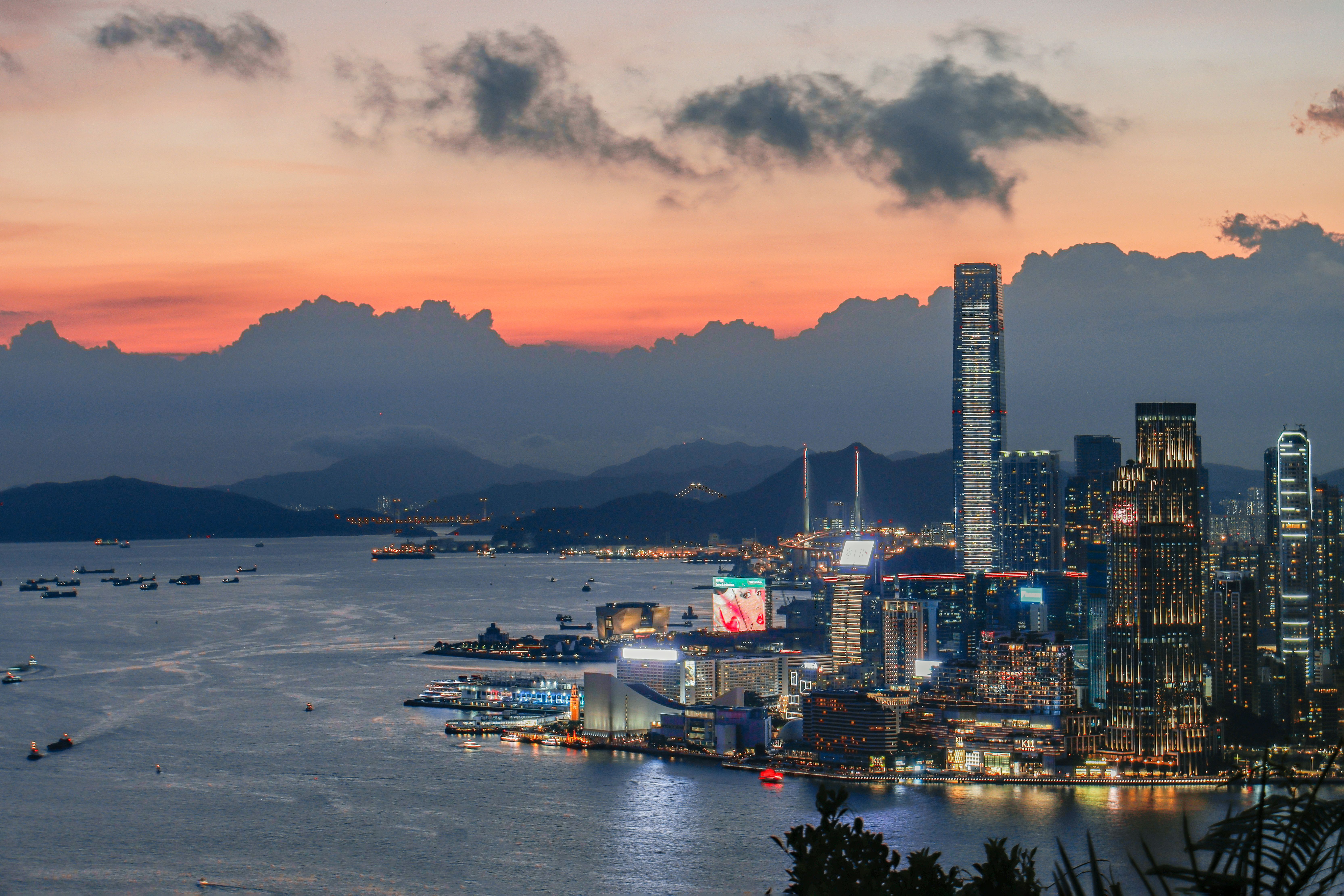 Hong Kong Island Skyline at Sunset · Free Stock Photo