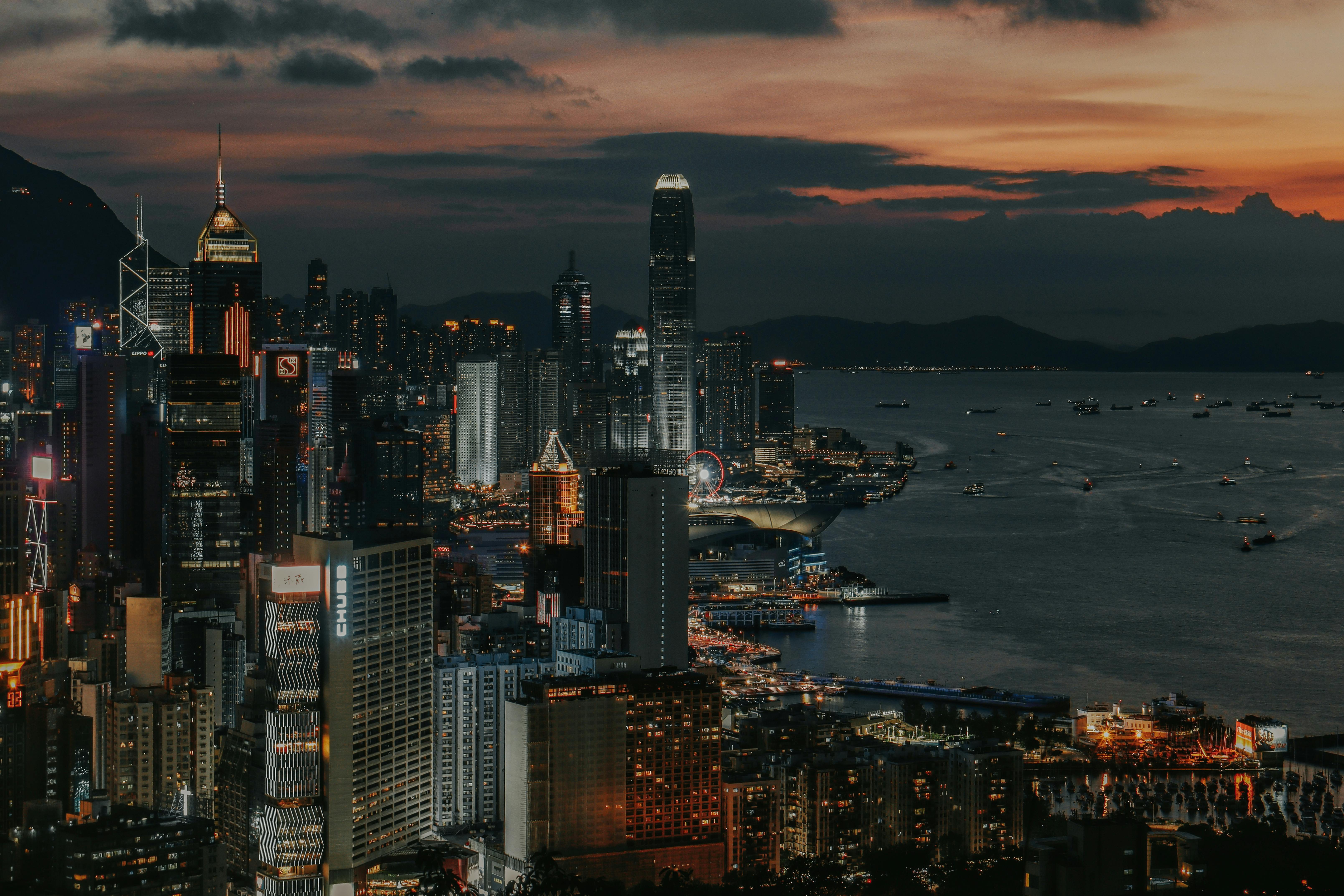 Hong Kong Island Dazzling Night Skyline · Free Stock Photo