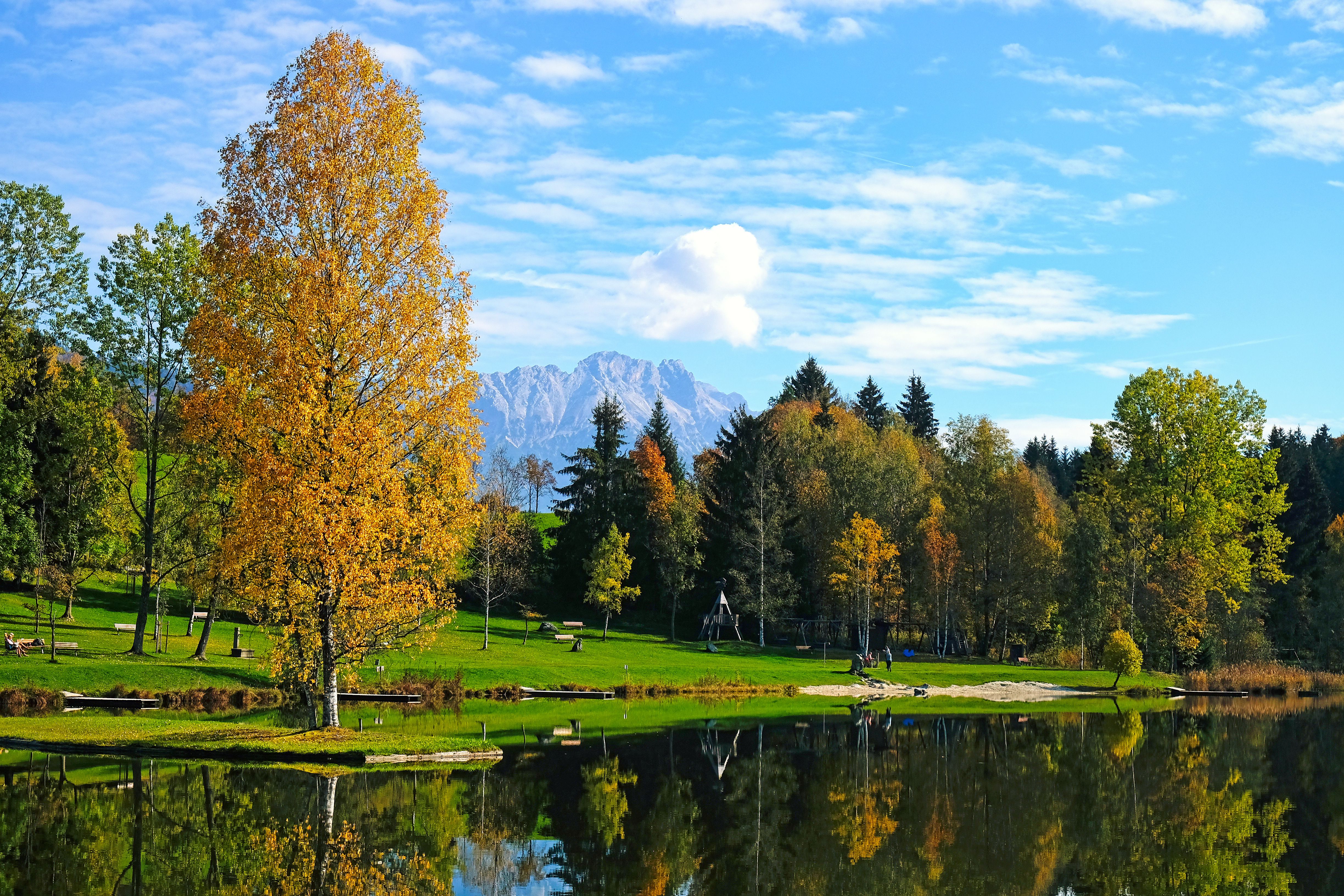 Scenic Autumn Landscape with Lake Reflection · Free Stock Photo