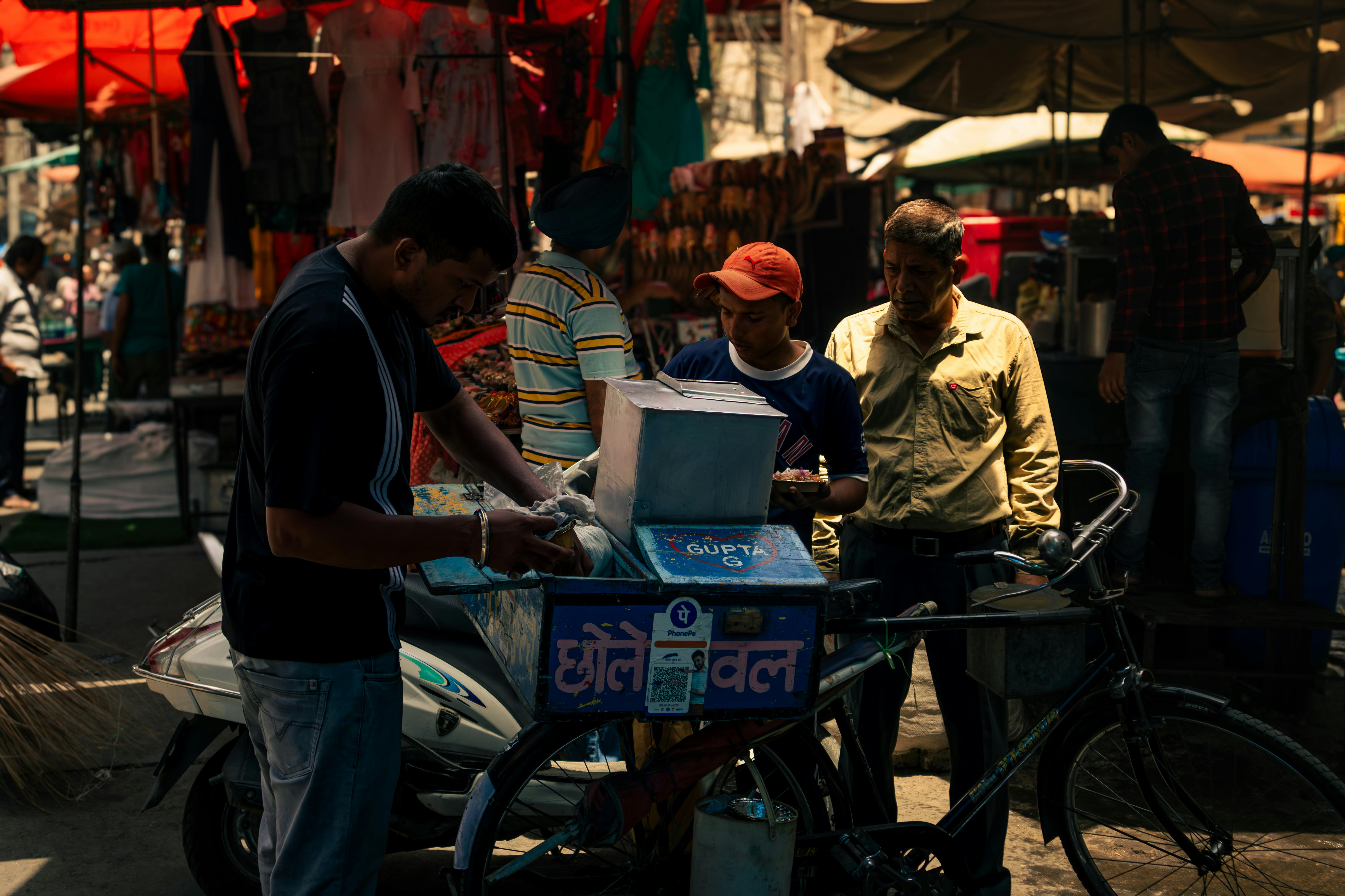 bustling street market in jalandhar india