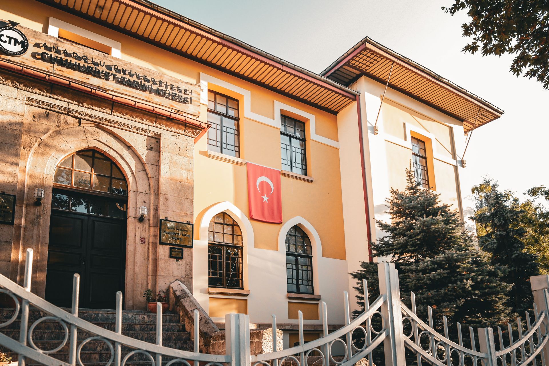 Anadolu University Cultural Center with Turkish Flag