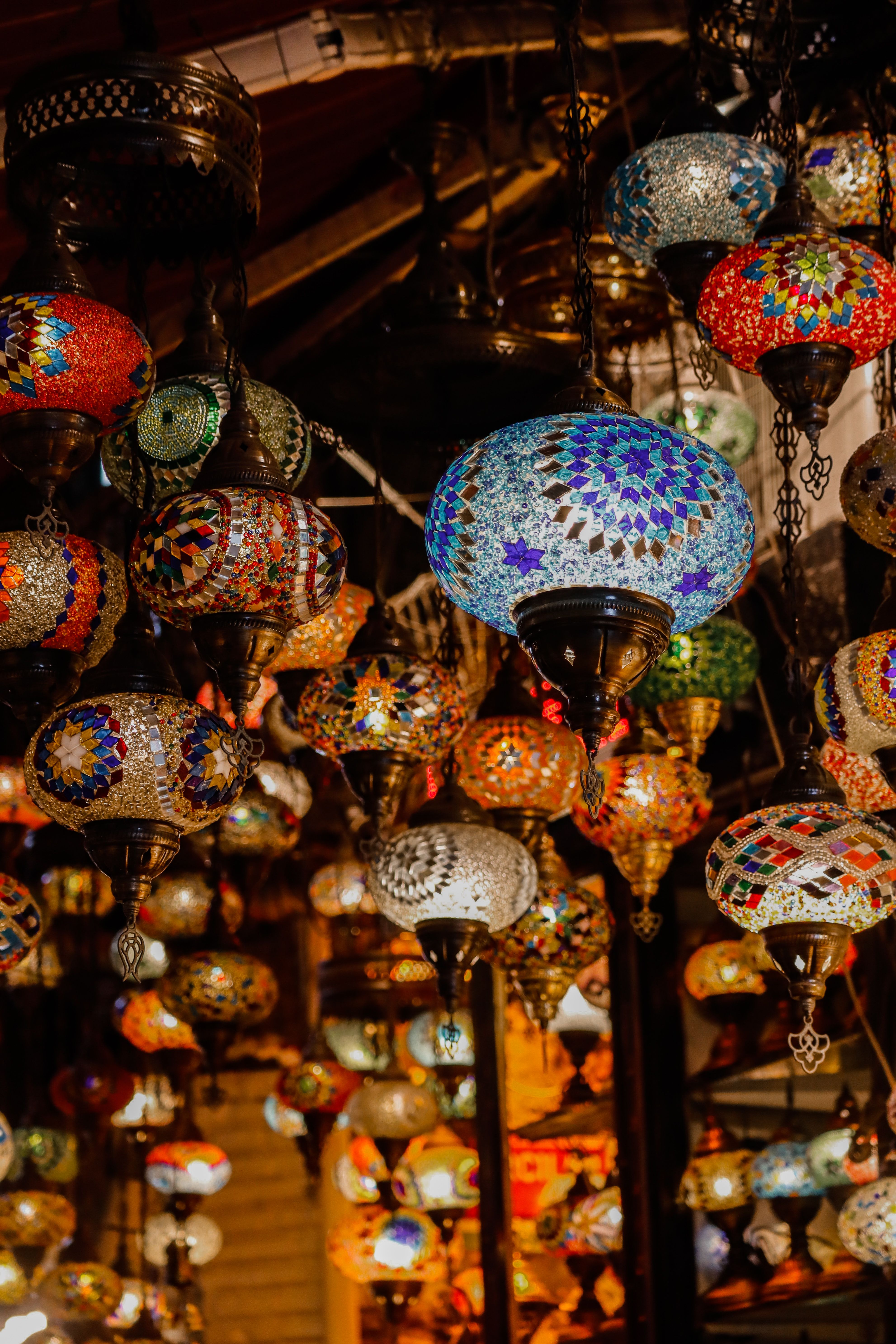 Colorful Mosaic Lamps in Turkish Bazaar · Free Stock Photo