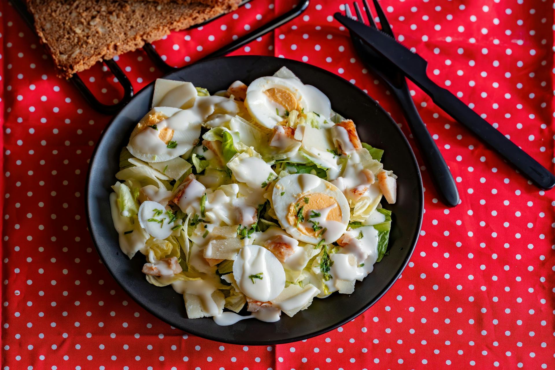 Classic Caesar Salad with Egg and Parmesan