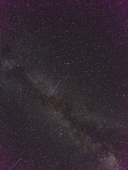 Capture of the Milky Way with shooting stars visible in the night sky of Himachal Pradesh.