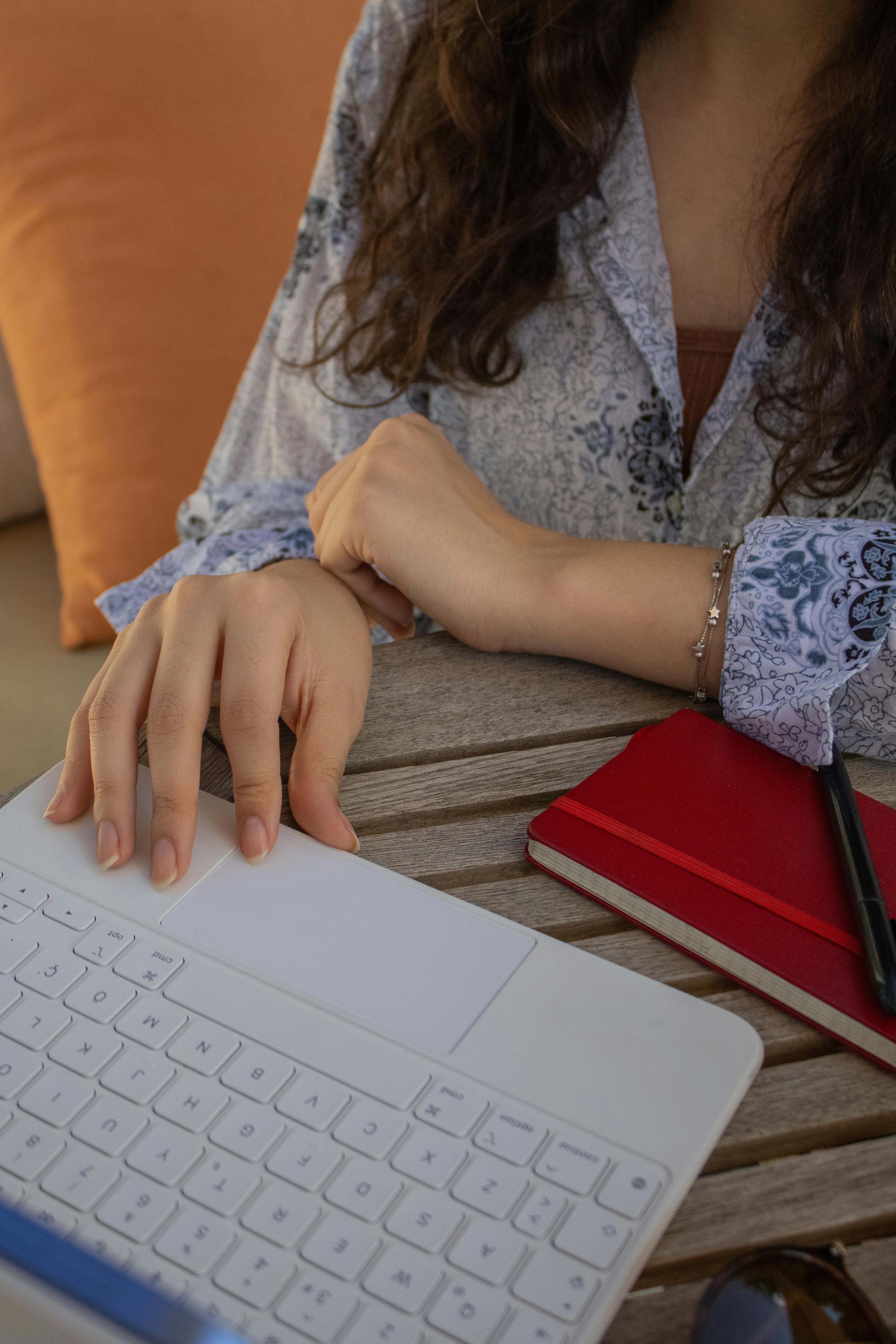 woman working on laptop in casual setting