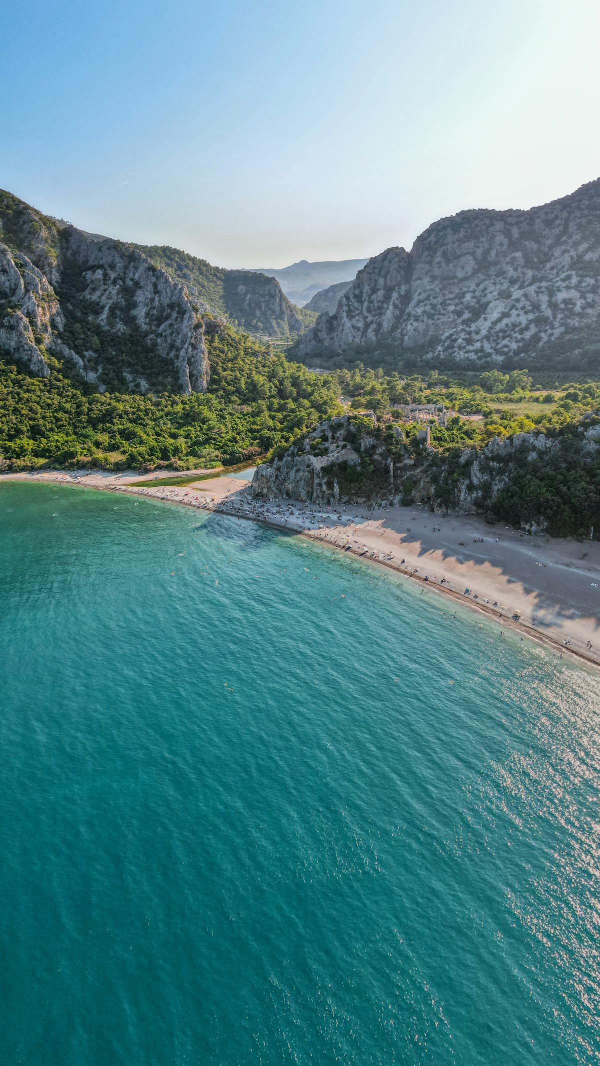 Wild camping on the Lycian Way coastline Turkey