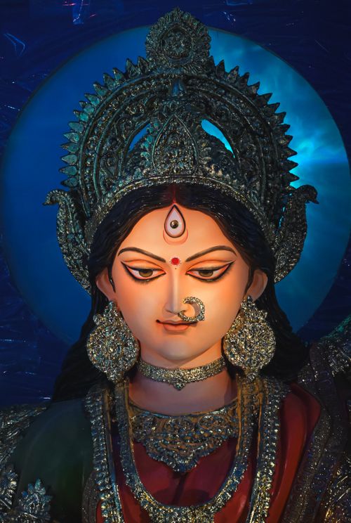 Free Close-up of an intricately designed Durga idol during Durga Puja in Kolkata, India. Stock Photo