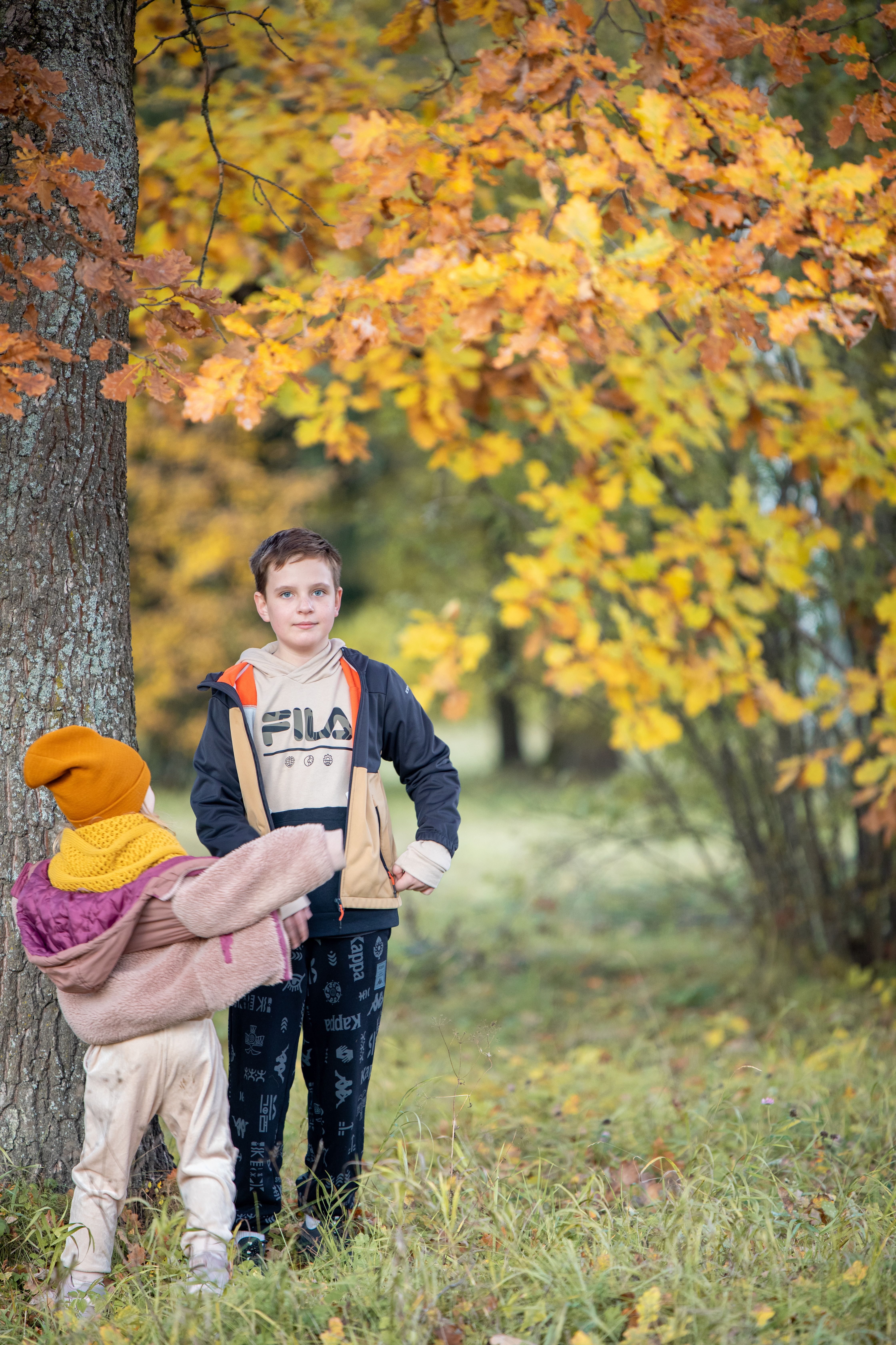 Children Playing in Autumn Leaves Outdoors · Free Stock Photo