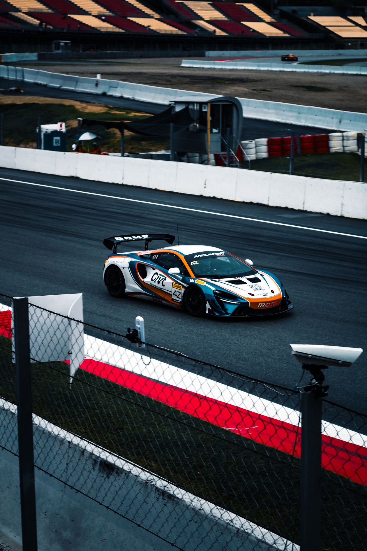 McLaren supercar on a race track during a track day