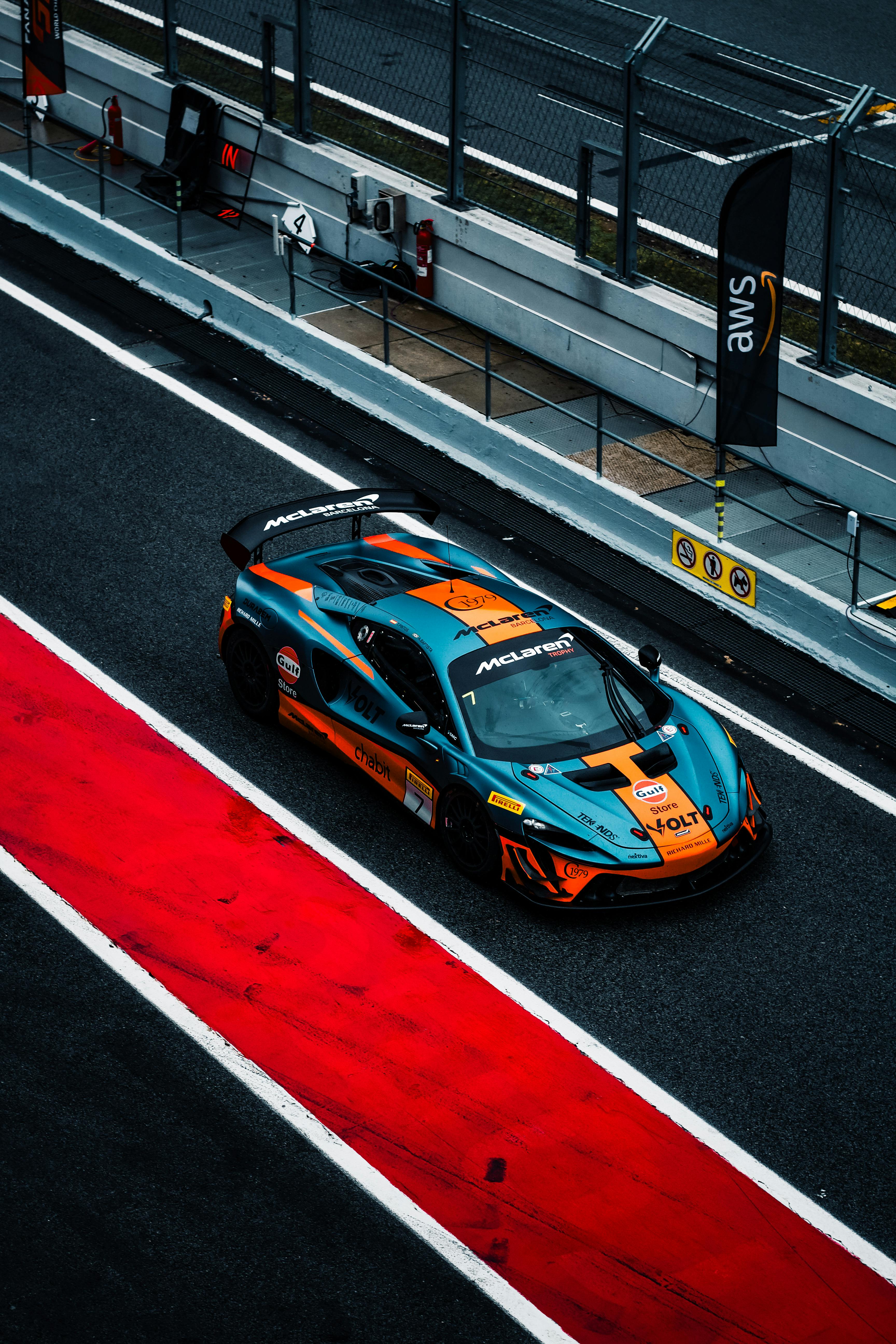 vibrant supercar on race track in spain