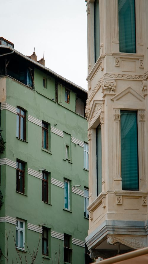 Free Close-up of historic building facades in İstanbul with intricate details. Stock Photo
