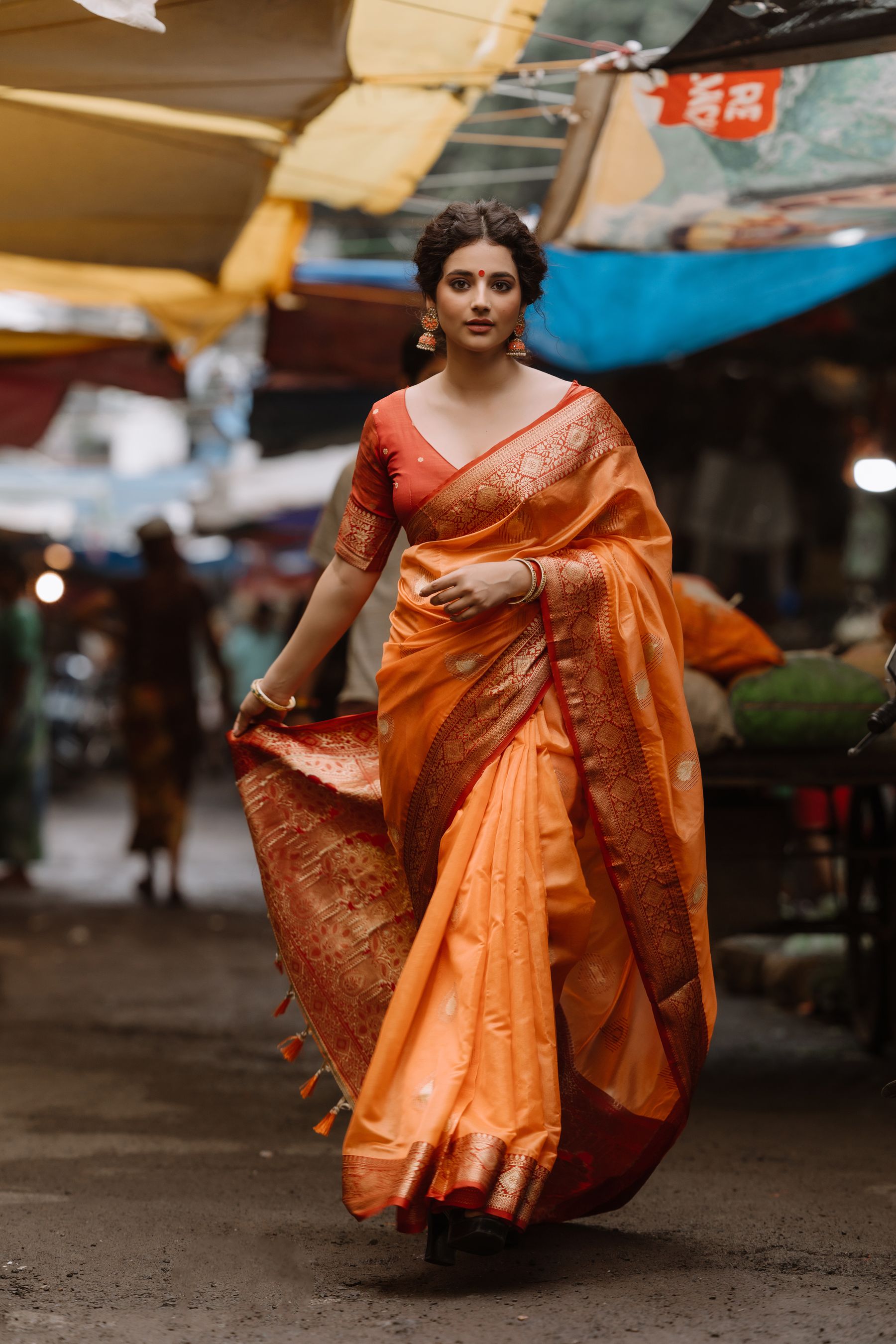 Saree Genz campaign — flowing magenta silk saree