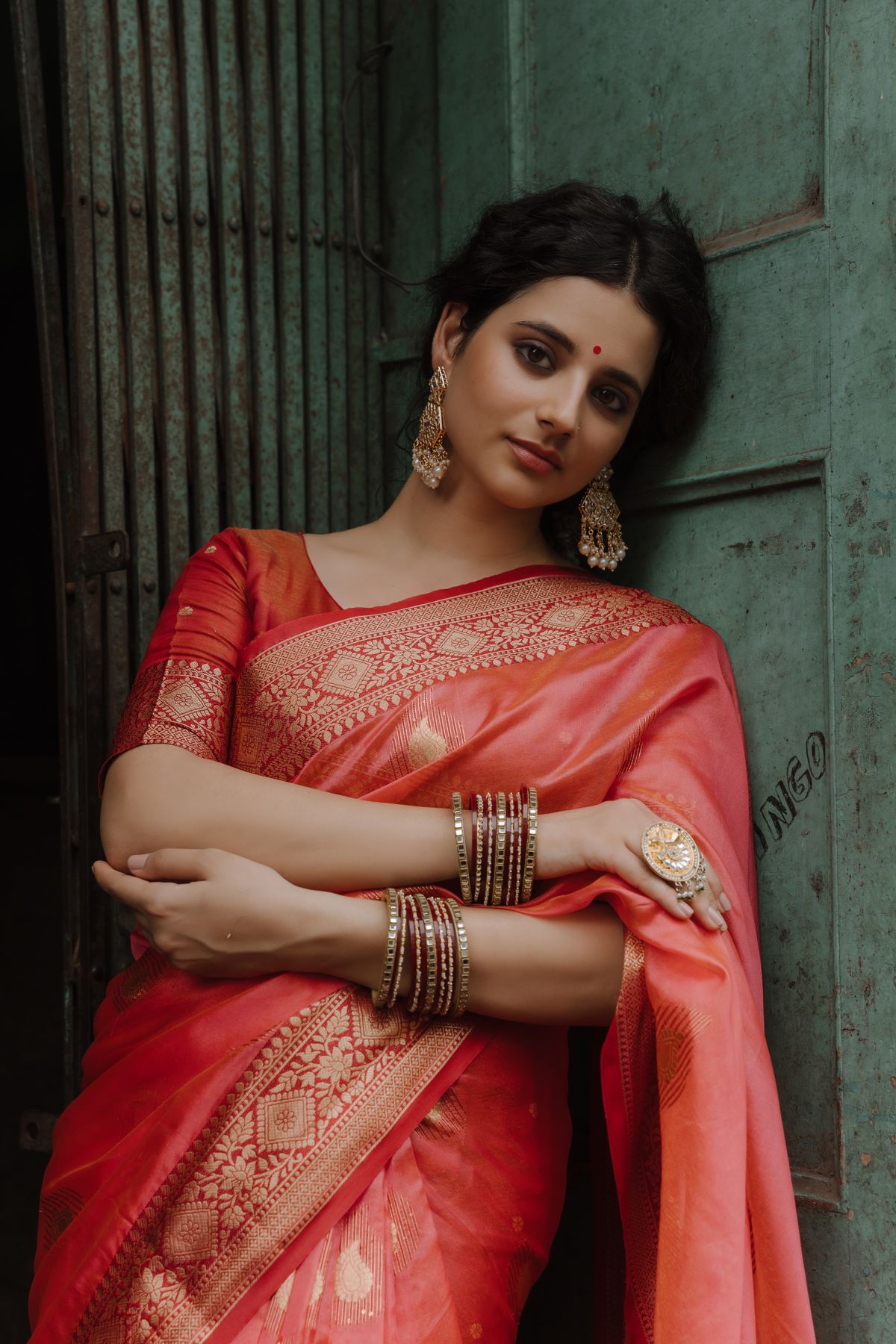 Elegant Woman in Traditional Indian Saree · Free Stock Photo