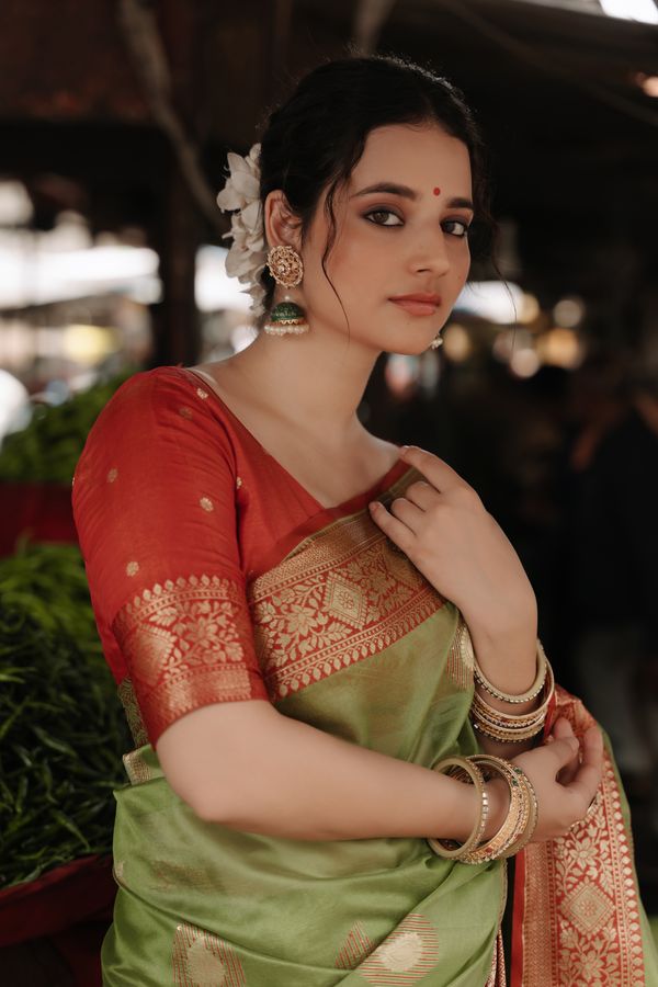 Custom blouse with traditional jewellery