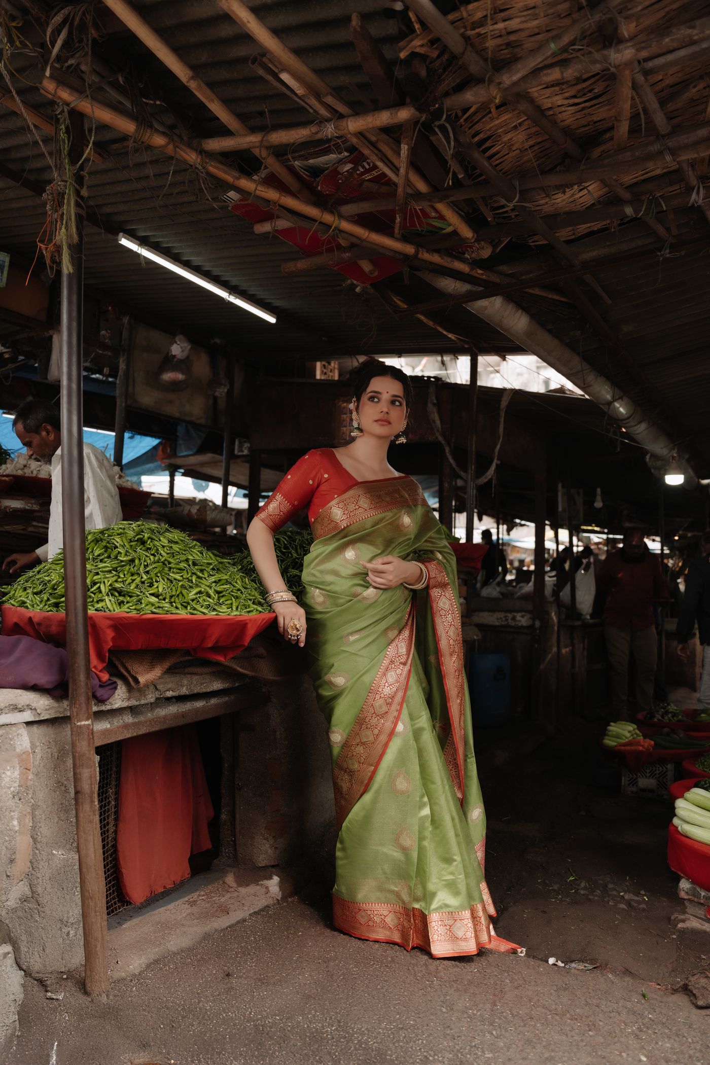 Silk saree with intricate handwork