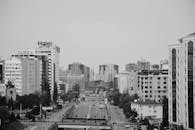 Black and White Cityscape of Almaty Kazakhstan