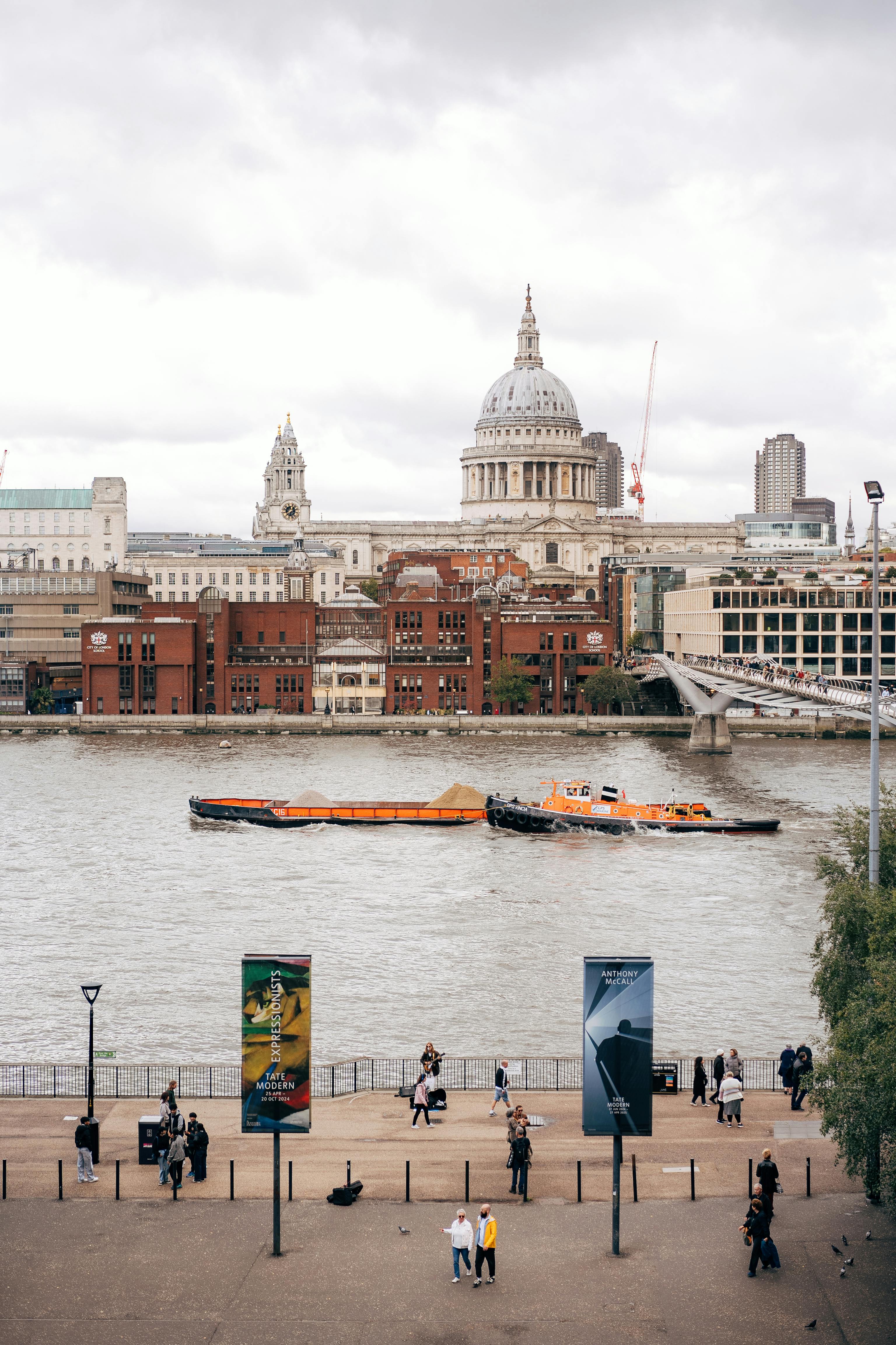 Scenic view of St. Paul's Cathedral and River Thames from the South Bank, London.