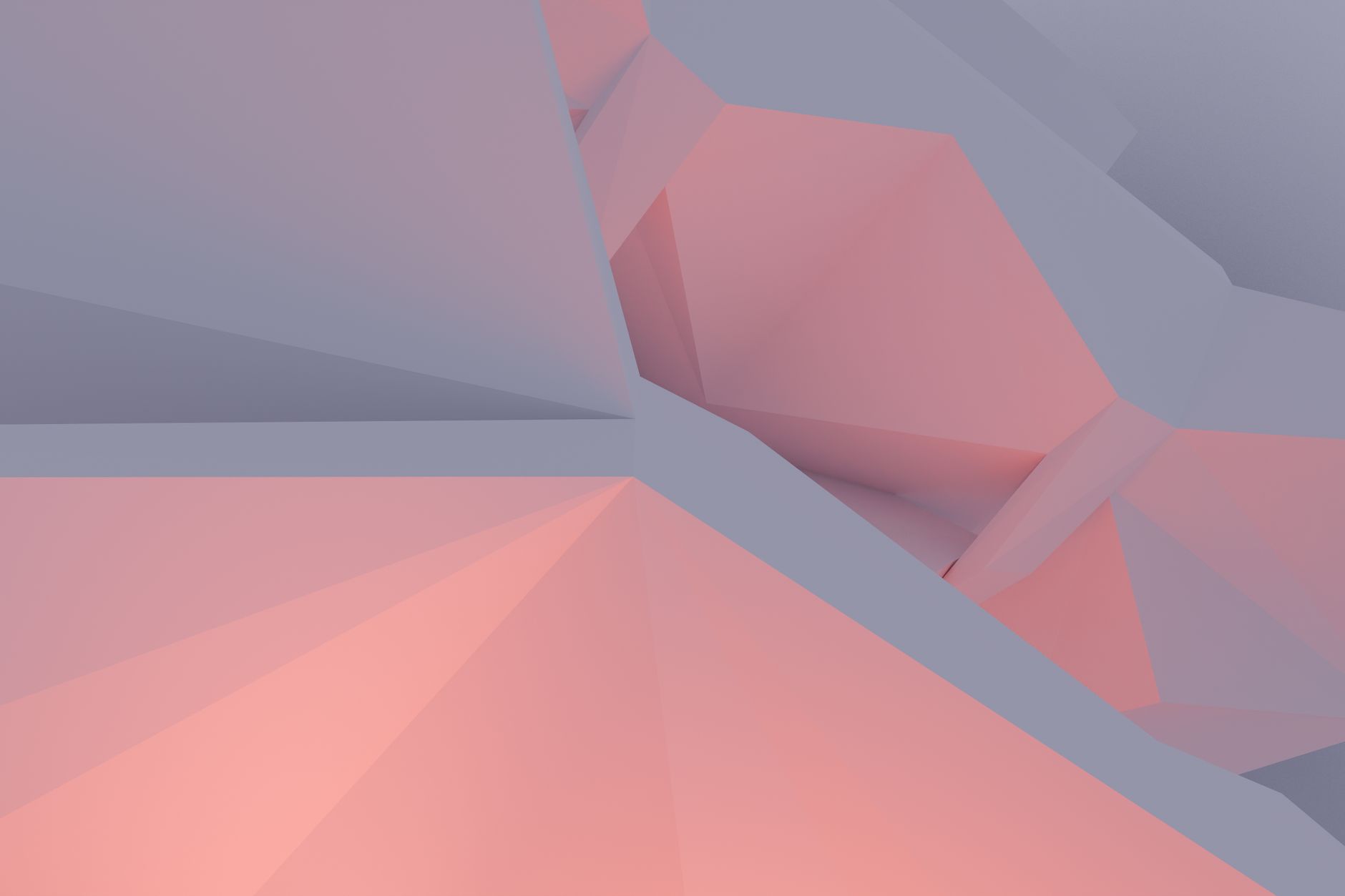 Soft geometric abstract 3D render with pastel pink and gray tones, perfect for modern backgrounds.