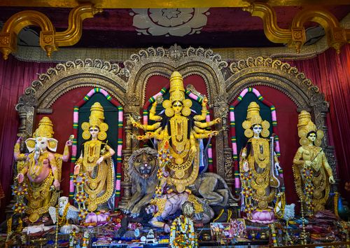 Free Intricate statues of Goddess Durga during Durga Puja festival in Kolkata. Stock Photo