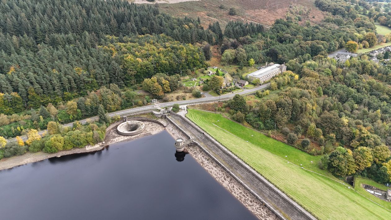 Scenic Aerial View Of Ladybower Reservoir Dam Free Stock Photo Scenic Aerial View Of Ladybower Reservoir Dam Free Stock Photo