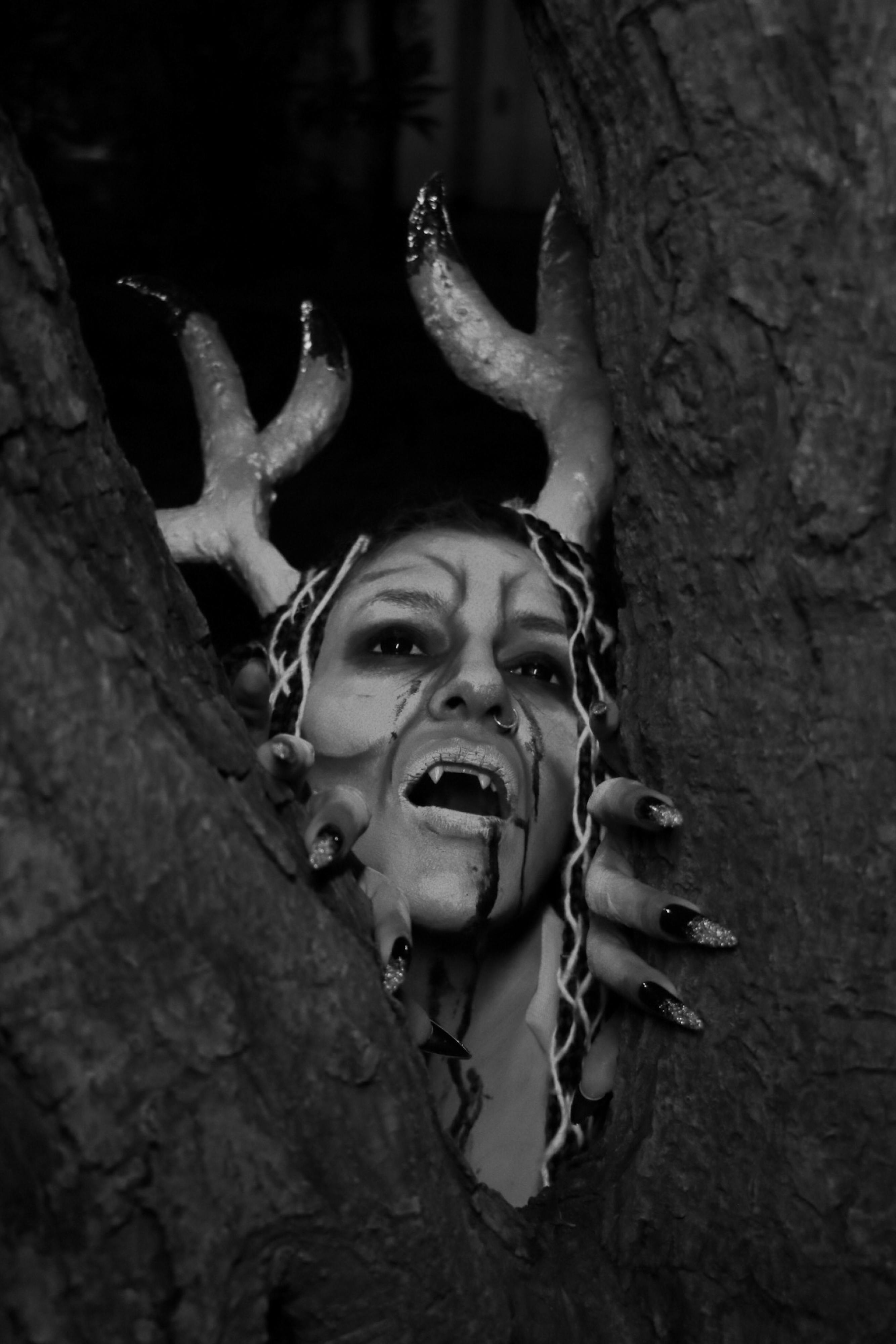 grátis Criatura Misteriosa Da Floresta Emergindo Em Preto E Branco Foto profissional