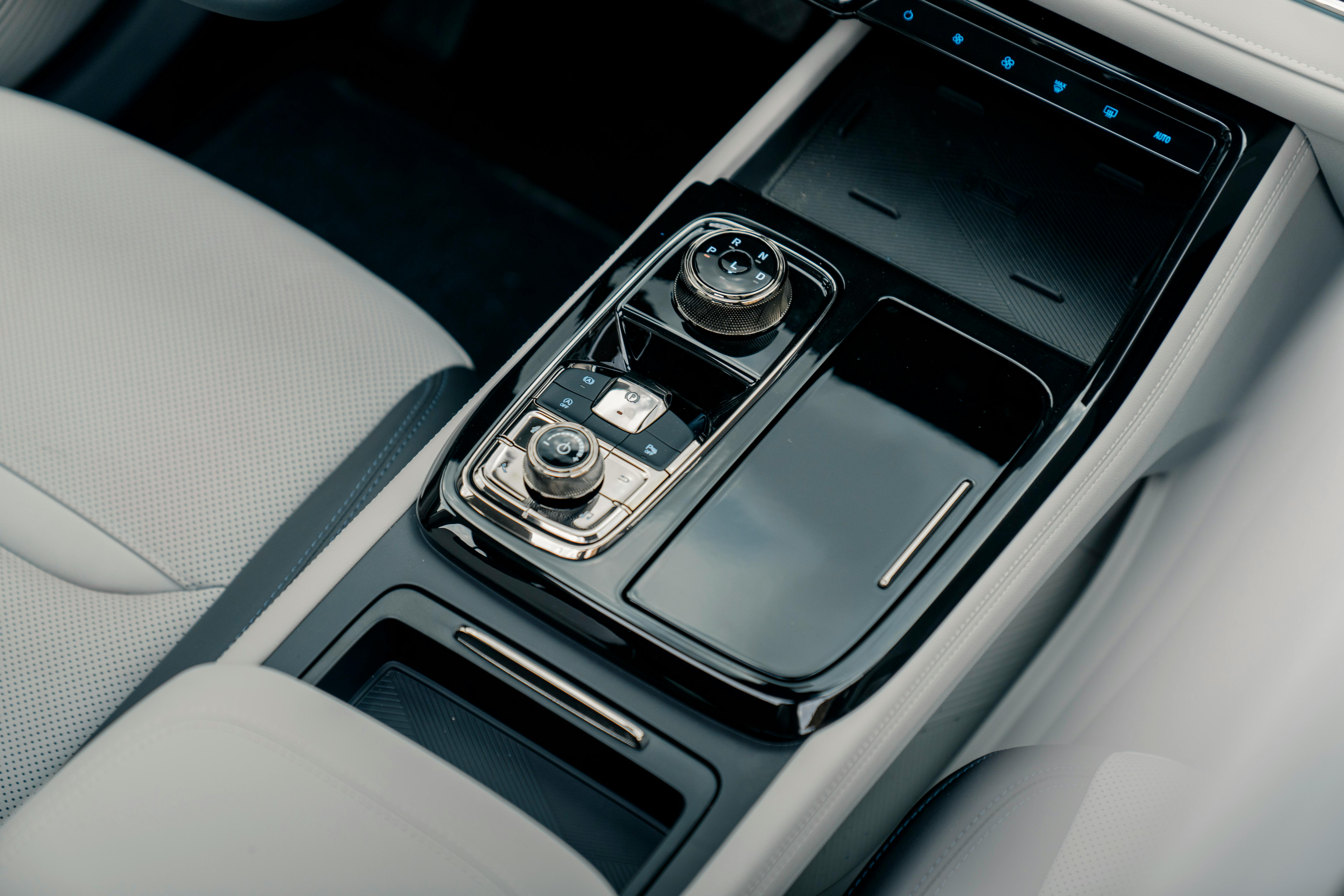 Modern car interior with sleek center console