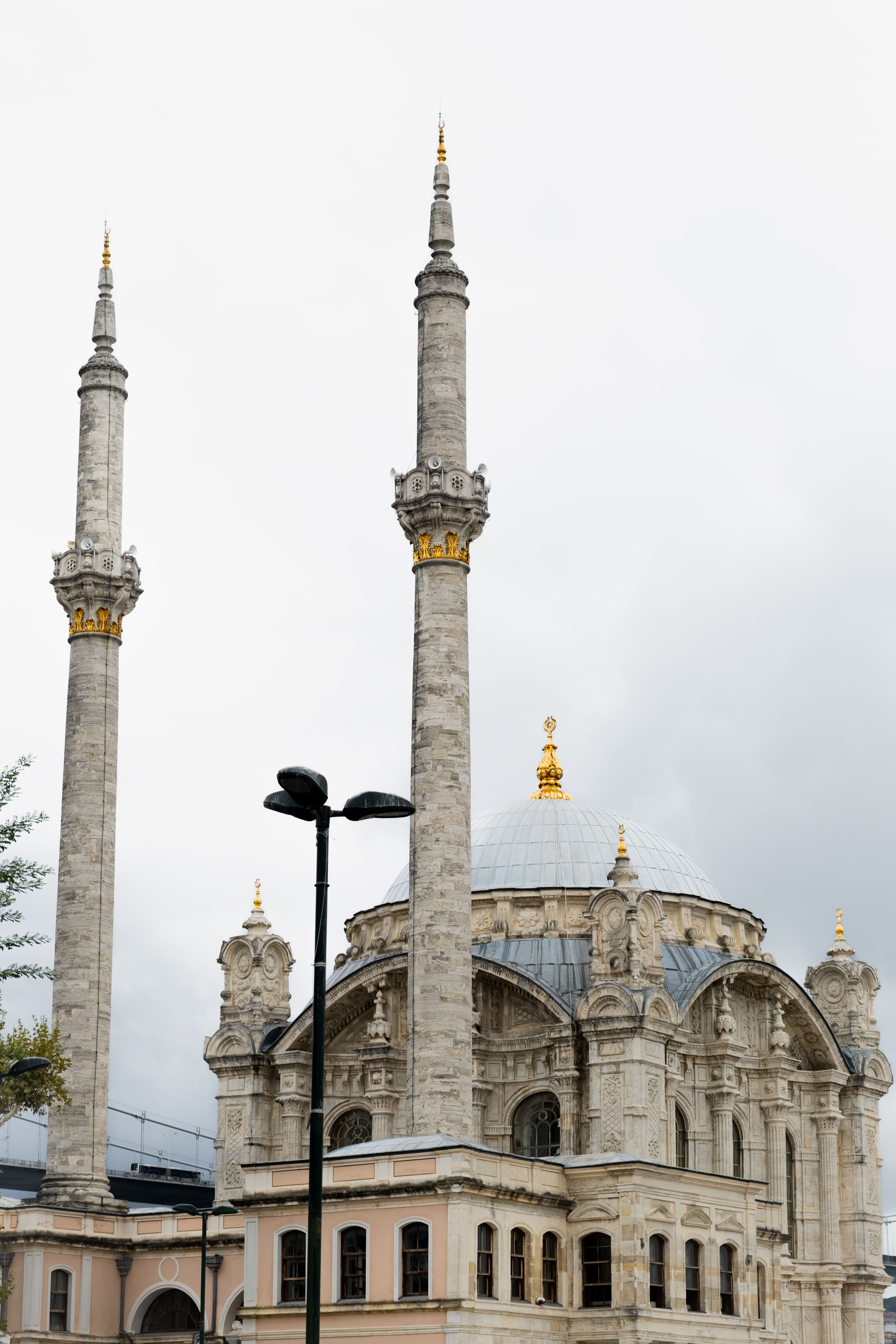 Detailed view of the iconic Ortaköy Mosque, showcasing its stunning architecture in Istanbul, Turkey.