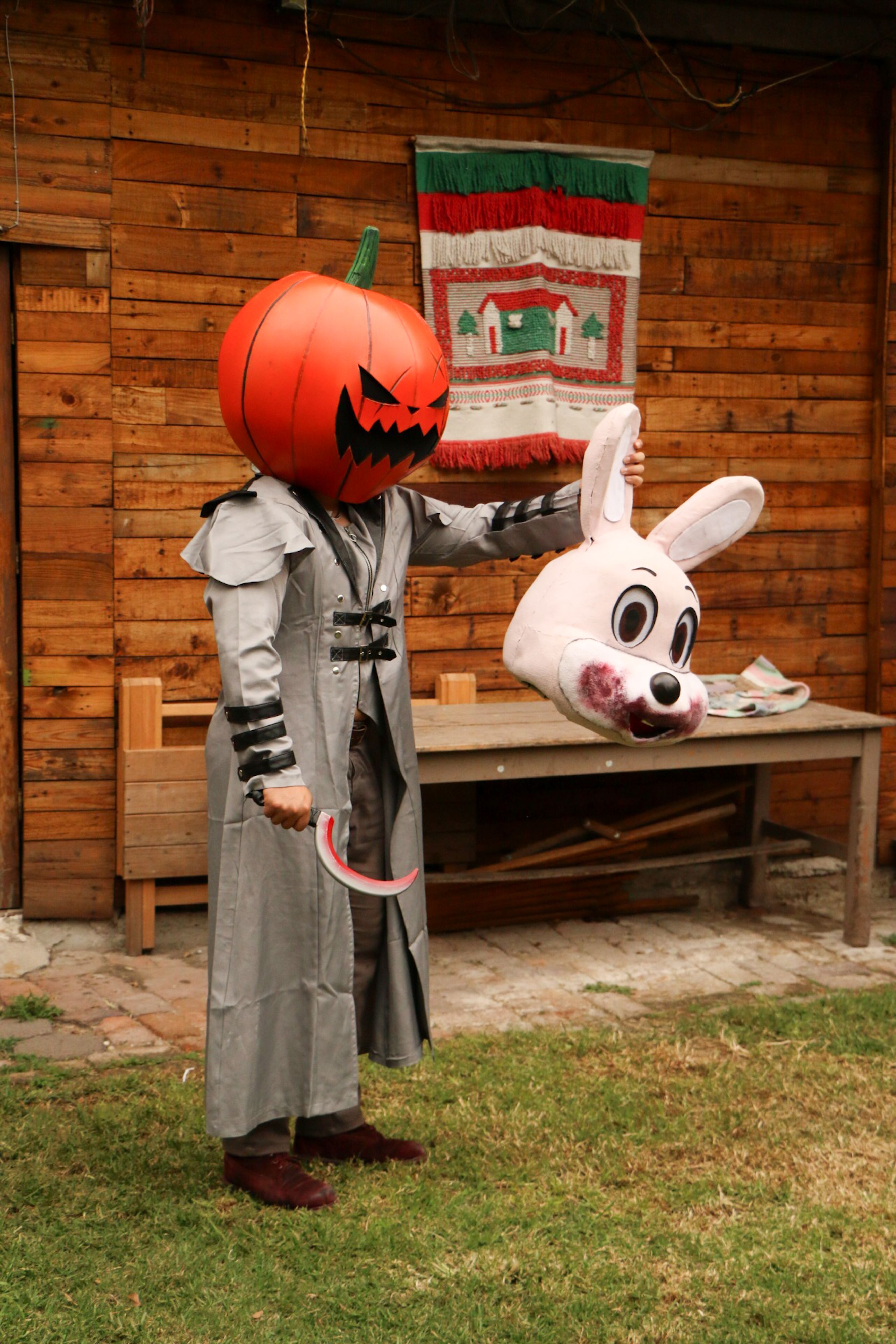 Halloween Pumpkin Costume with Rabbit Mask · Free Stock Photo