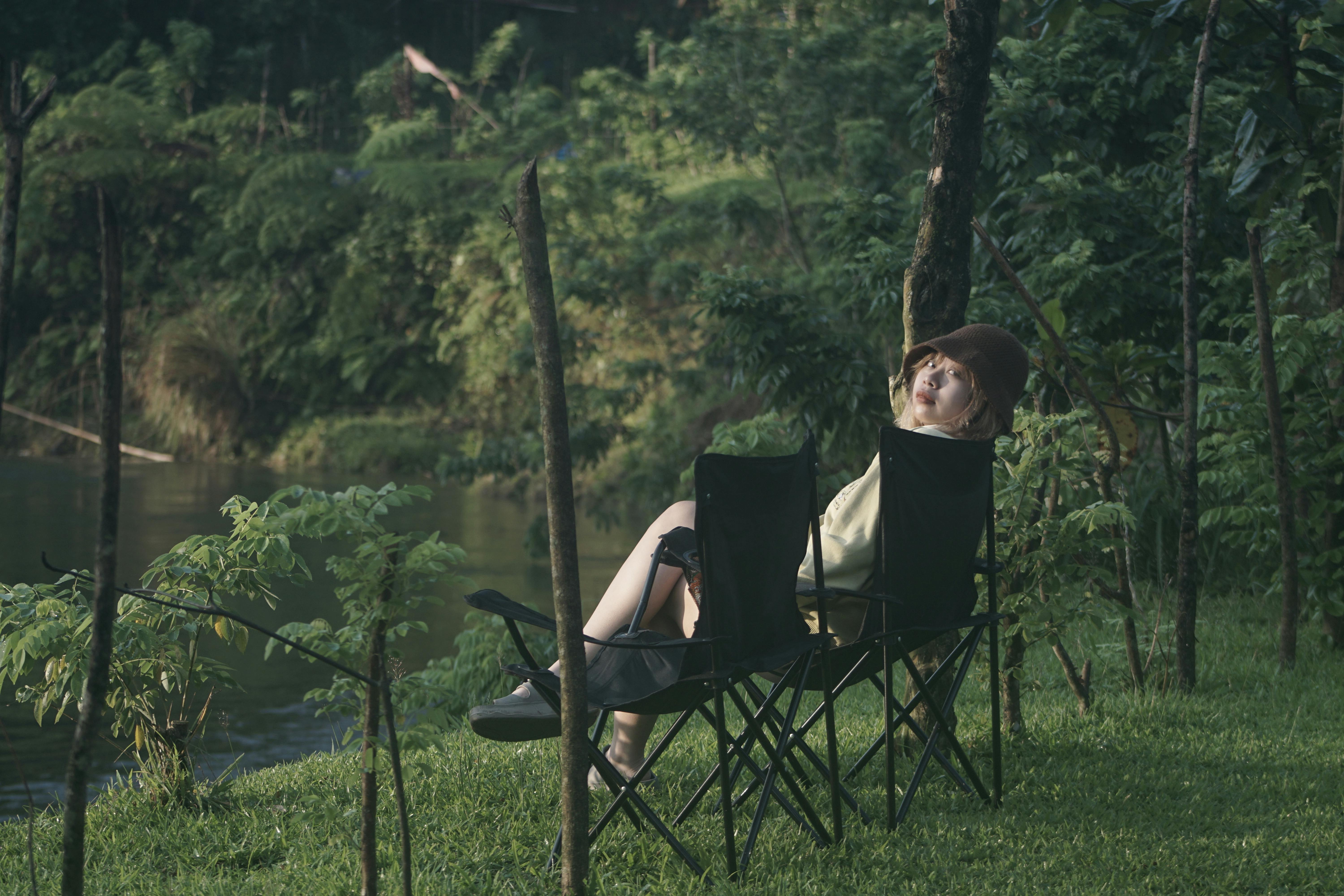Free stock photo of camping, camping chair, green