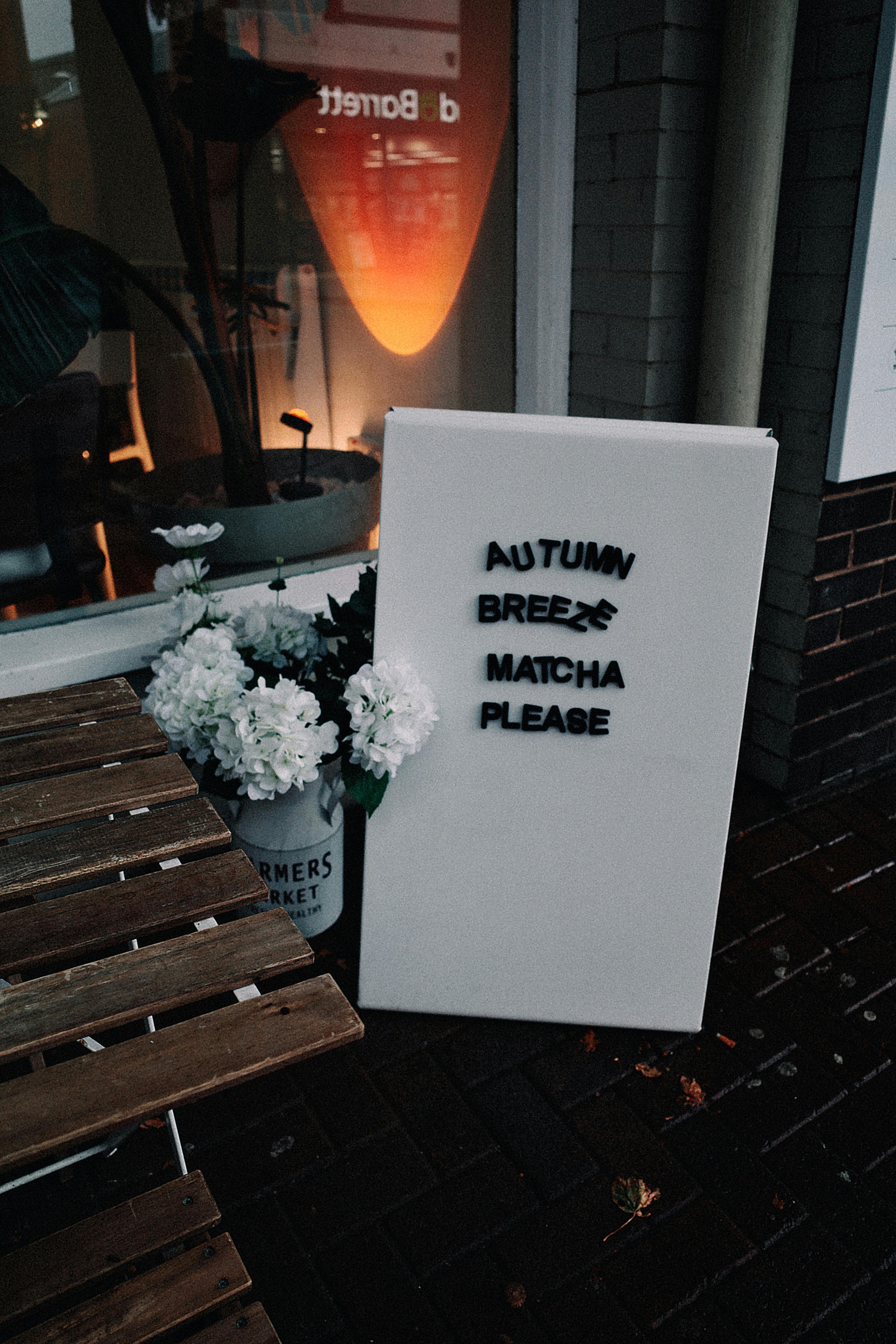 Gratis Tampilan Kafe Musim Gugur Yang Menawan Dengan Bunga Hydrangea Foto Stok