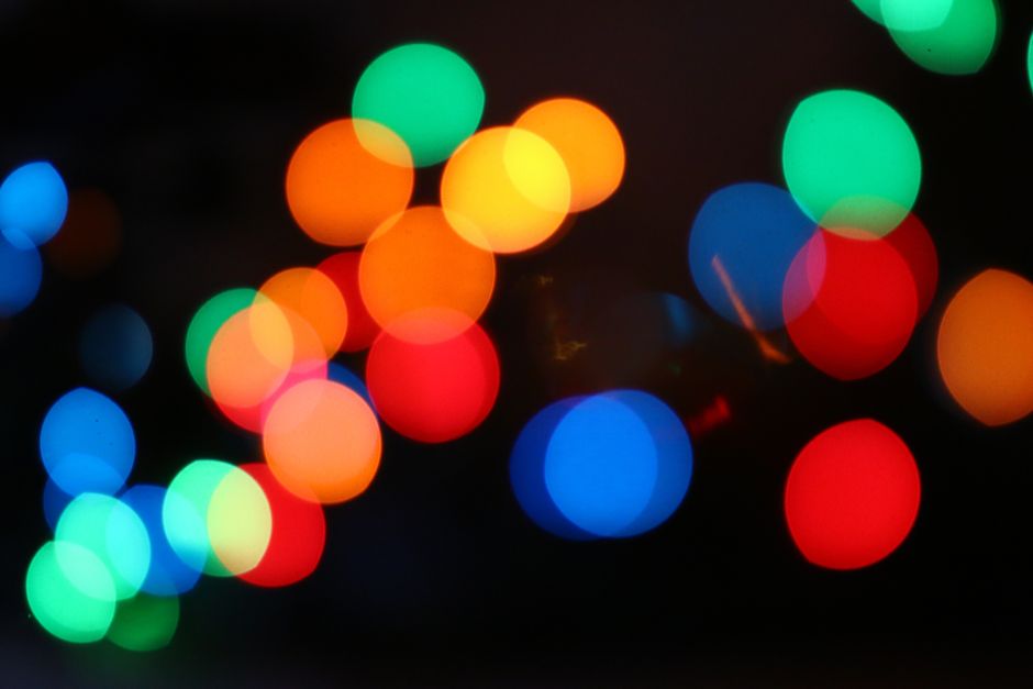 Vivid bokeh lights in vibrant colors creating a dreamy atmosphere.