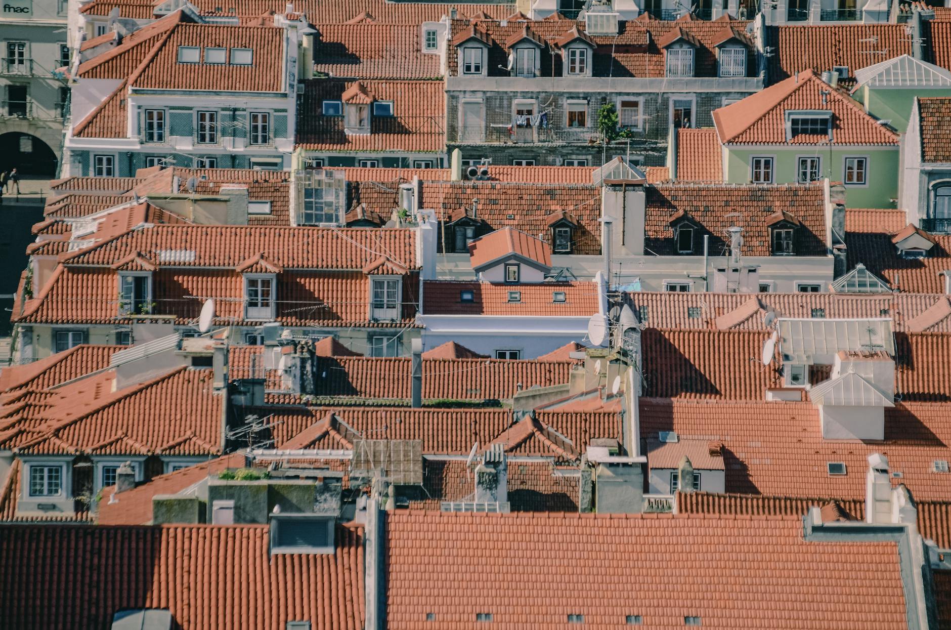 Aerial View of Lisbon's Red Tiled Rooftops