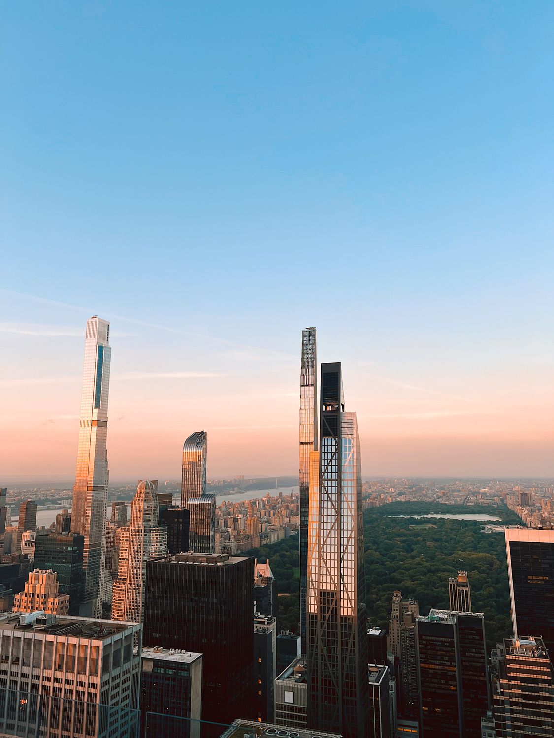 Aerial View of New York City Skyscrapers at Dusk · Free Stock Photo